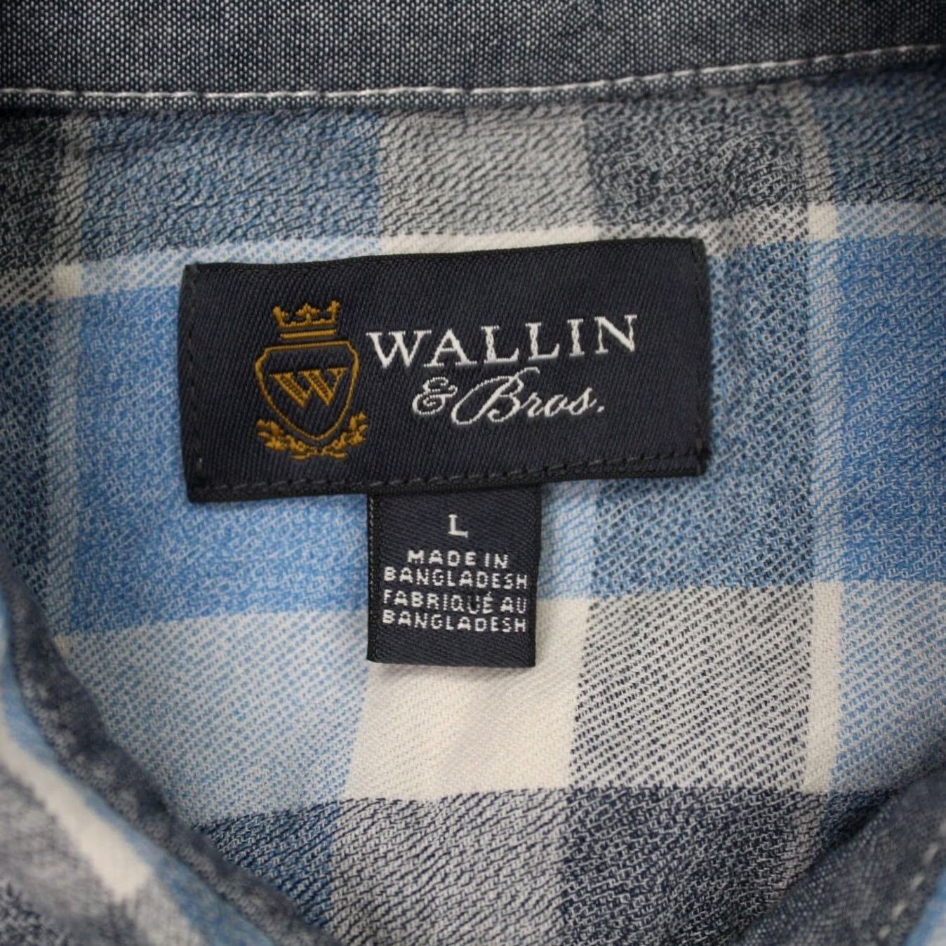 Vintage Wallin & Bros Shirt Mens Large Blue/White Plaid 100% Cotton Short Sleeve Button Up Size US L / EU 52-54 / 3 - 7 Thumbnail