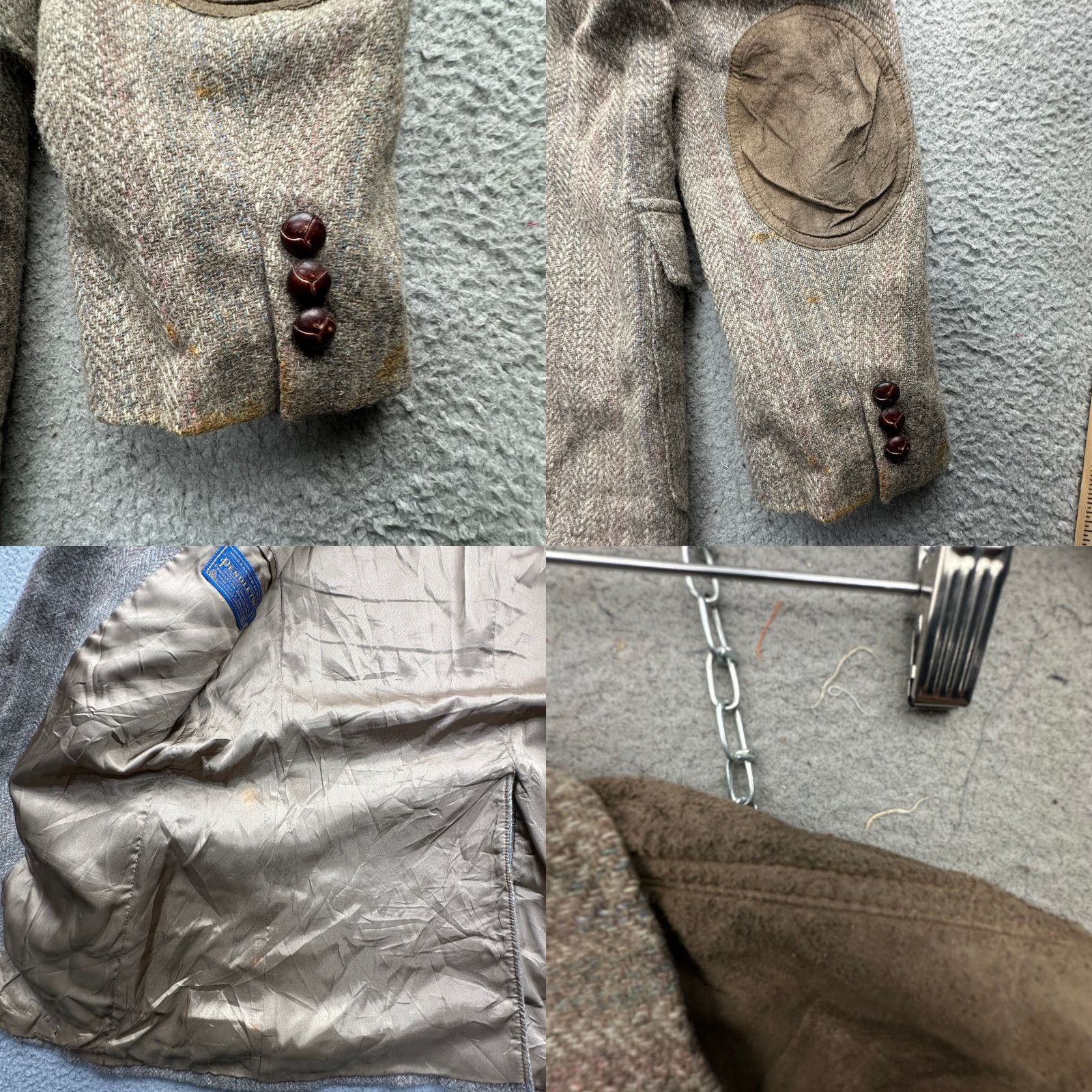Pendleton VINTAGE Pendleton Wool Tweed Sport Coat Blazer Mens 42 Long Large Suede Yoke Wool Blazer Mens 42 Long Large Retro Coat Size 42R - 8 Thumbnail
