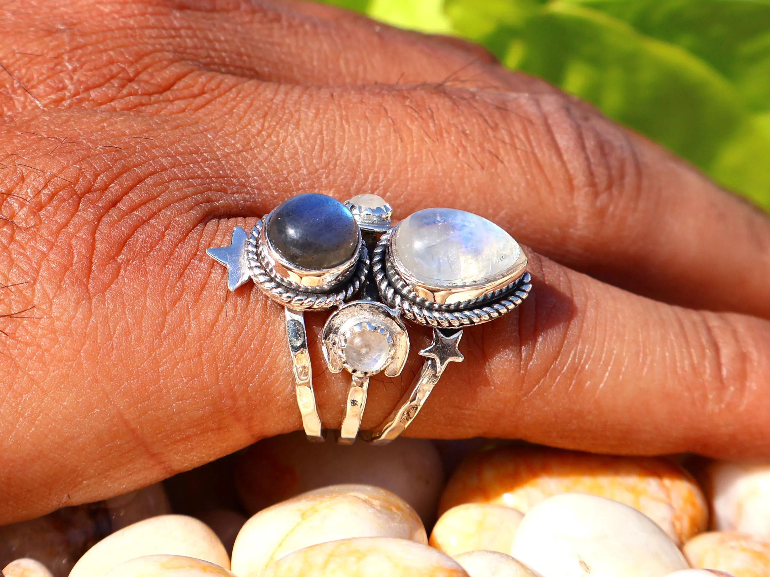 Handmade Rainbow Moonstone Labradorite Ring, 925 Silver Handmade, Size ONE SIZE - 8 Thumbnail