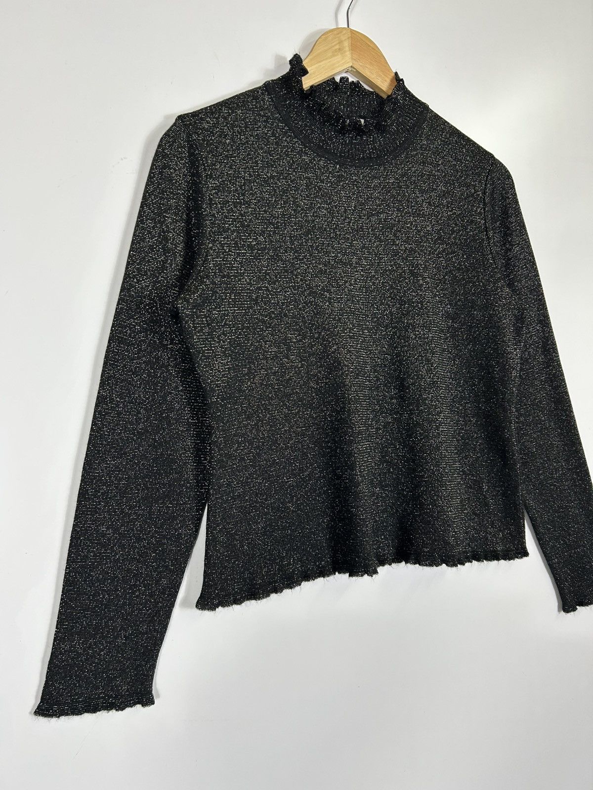 Balmain 🔥Luxury Balmain Paris Black Metallic Cropped Shirt Size S / US 4 / IT 40 - 2 Thumbnail