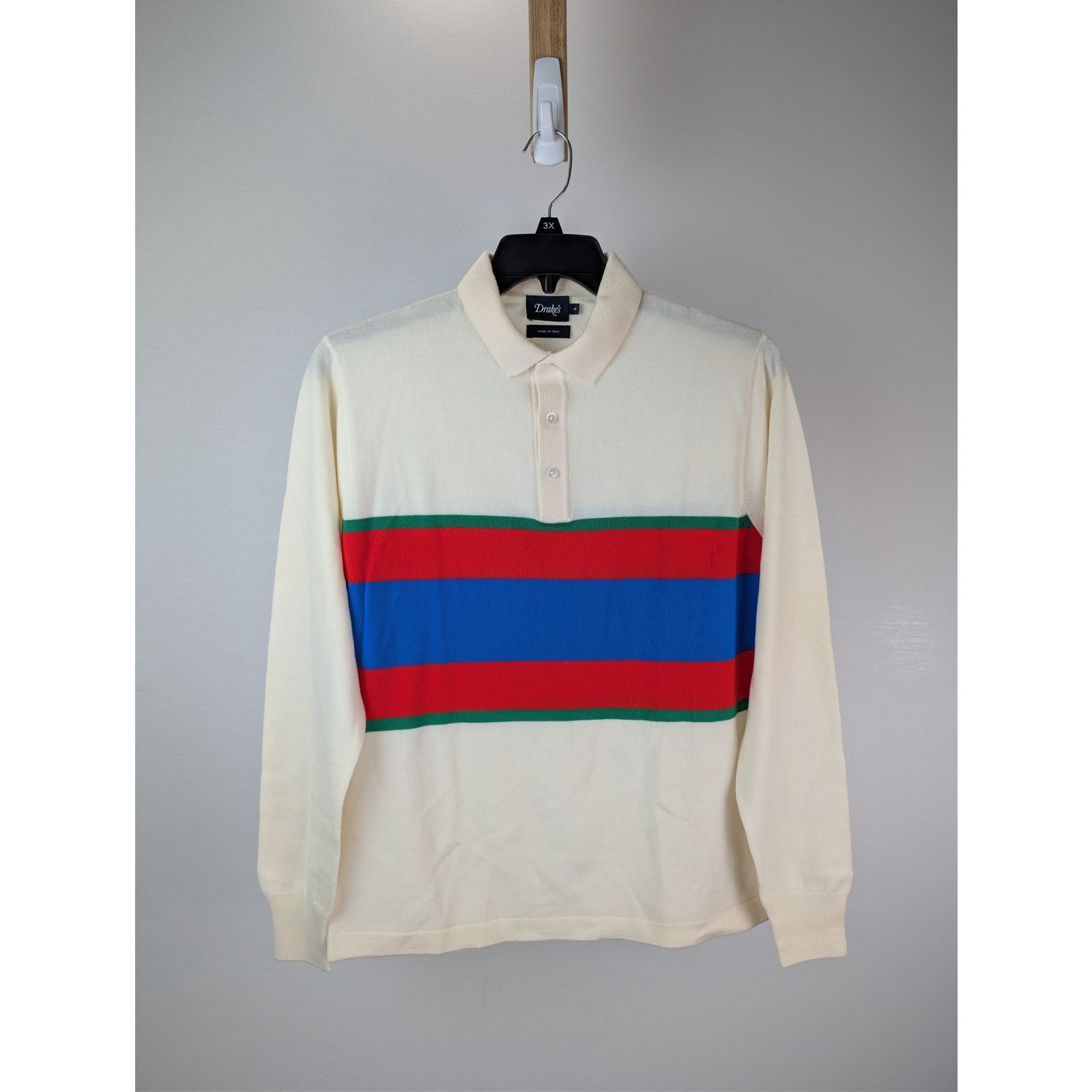 Drake's o1rshd1 CC20 stripe extrafine merino wool rugby polo sweater Size US S / EU 44-46 / 1 - 8 Thumbnail