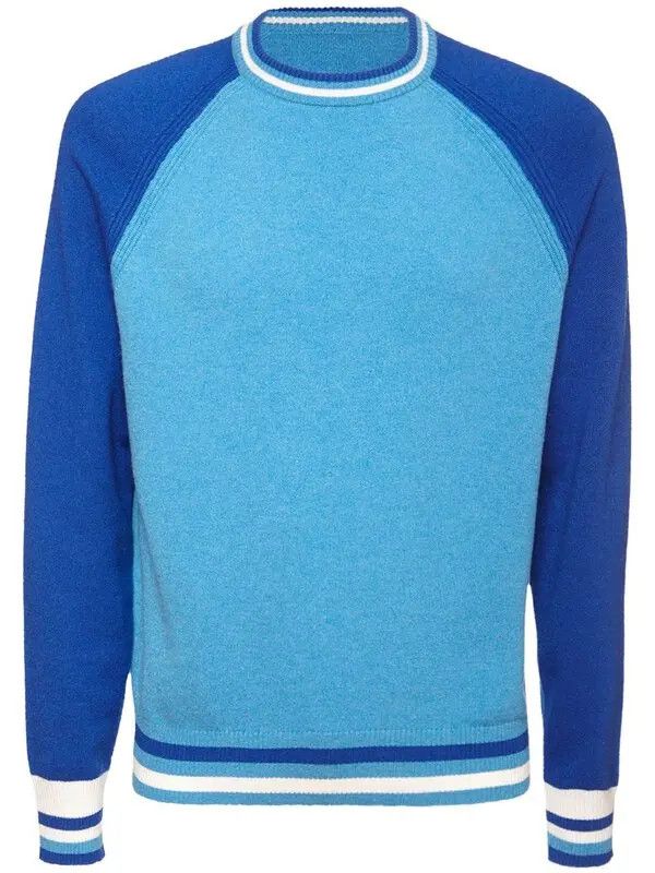 image of Loro Piana O1Loc1C0124 Crew Neck Sweater In Light Blue/blue, Men's (Size XL)