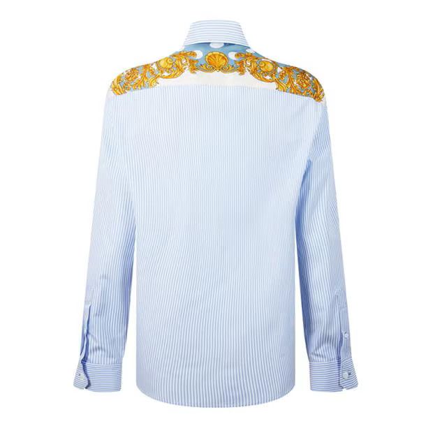Versace o1g2r1mq0824 Stripe Seashell Baroque Shirts in Light Blue Size US M / EU 48-50 / 2 - 2 Thumbnail