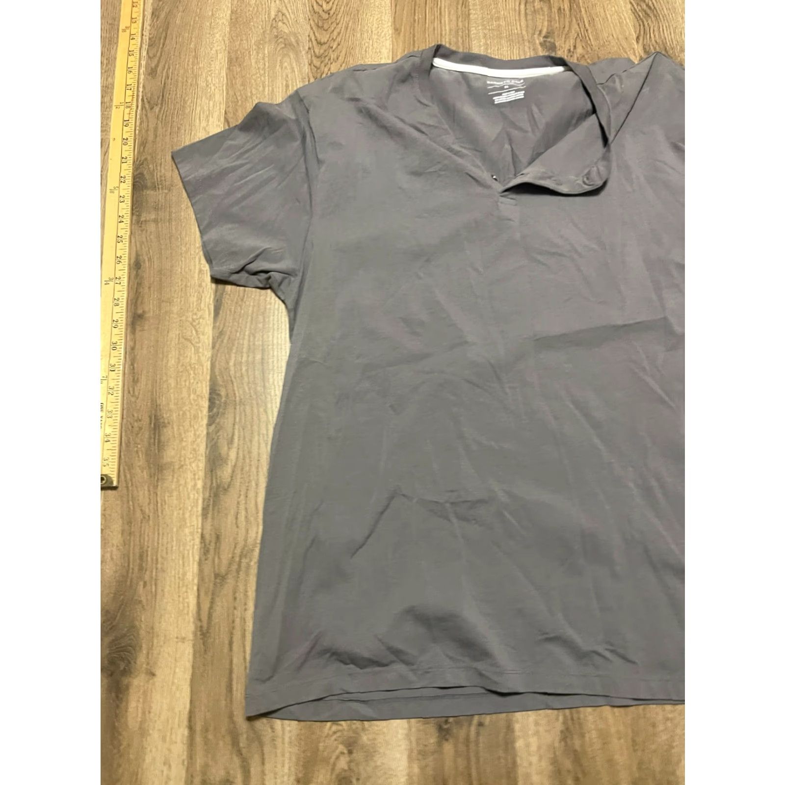 Kenneth Cole Kenneth Cole Shirt, Men's XL, Gray, 1/4 Buttons, Short Sleeve, T-Shirt, Regular, Solid, Men, NECK? Size US XL / EU 56 / 4 - 4 Thumbnail
