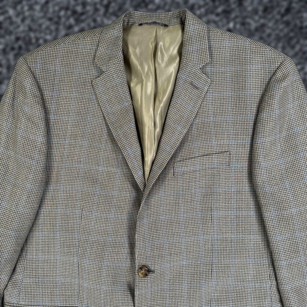 Ralph Lauren VINTAGE Ralph Lauren Blazer Sport Coat Mens 44 Brown Silk Wool Check Canada Tweed Size 44R - 1 Thumbnail