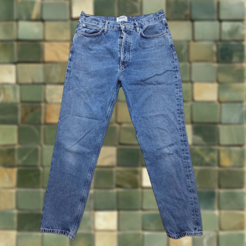 Agolde AGOLDE Jeans Womens 28 Dark Button Fly Relaxed Tapered High Rise 5-Pocket Denim Blue Vintage USA 90s Size 28" / US 6 / IT 42 - 1 Thumbnail