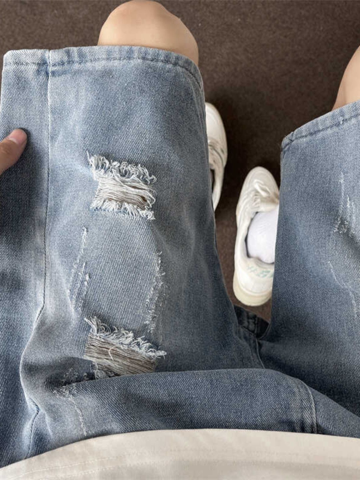 Japanese Brand × Jean Loose straight leg distressed denim shorts Size US 32 / EU 48 - 3 Thumbnail