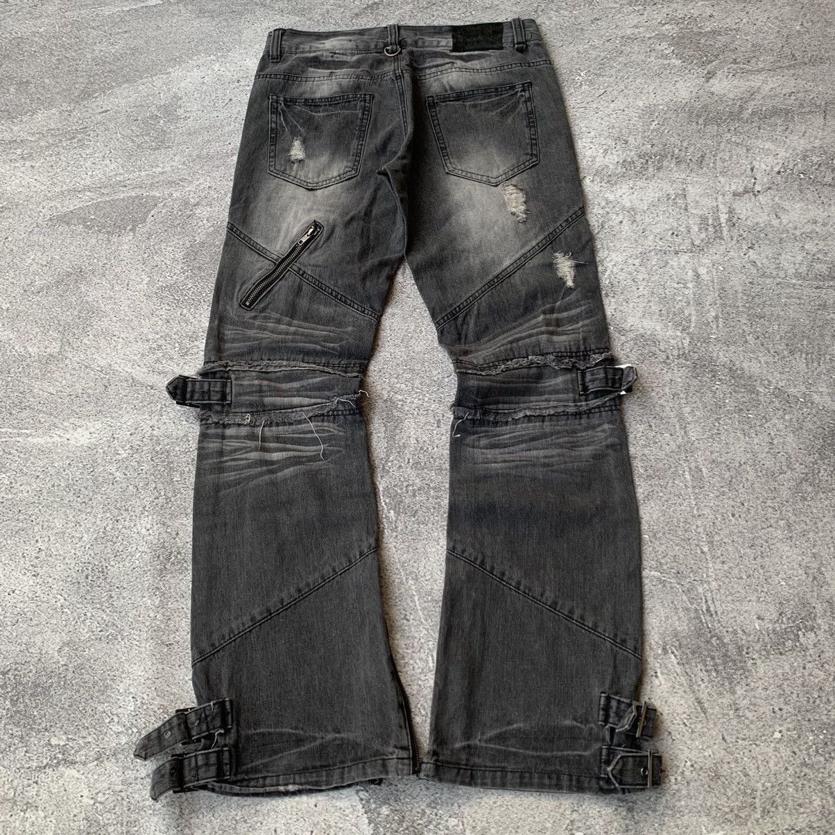 If Six Was Nine Black Baccara Multizipper Distressed bondage Flare Jeans Size US 30 / EU 46 - 2 Thumbnail