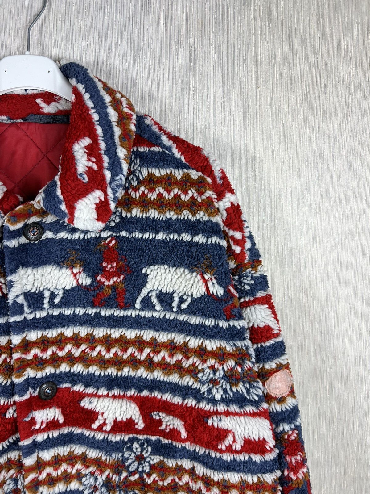 Ellesse Vintage Ellesse full print patterned sherpa coat jacket Size US L / EU 52-54 / 3 - 3 Thumbnail