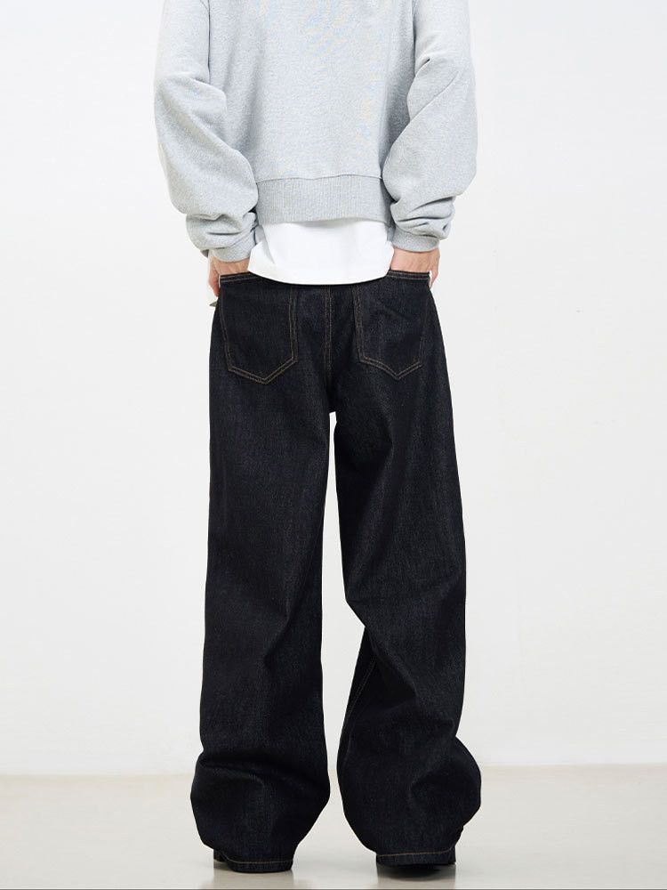 Jean Men's loose American style simple solid color straight jeans Size US 32 / EU 48 - 5 Thumbnail