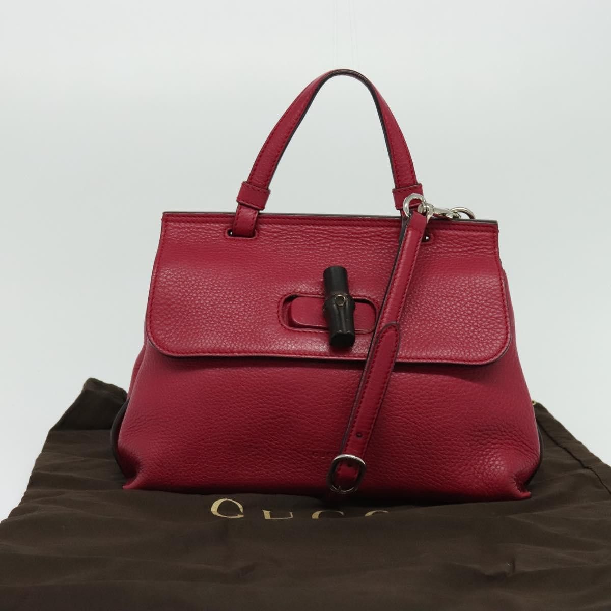 Gucci GUCCI Bamboo Daily Hand Bag Leather Pink Silver Size ONE SIZE - 23 Thumbnail
