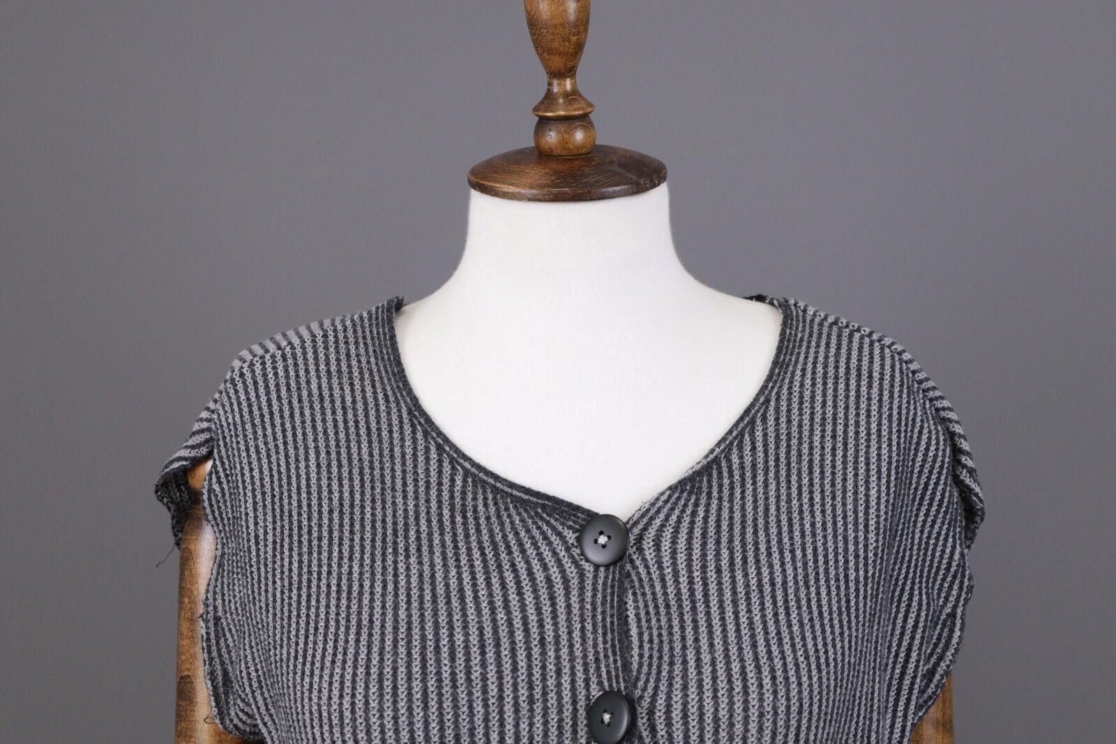 Designer Gudrun Sjöden Gray Pinstriped Knit Cardigan Sweater Size S Size S / US 4 / IT 40 - 2 Thumbnail