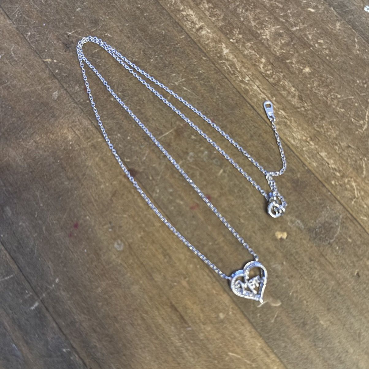 Vintage 925 Silver dainty open heart Mom necklace Size ONE SIZE - 3 Thumbnail