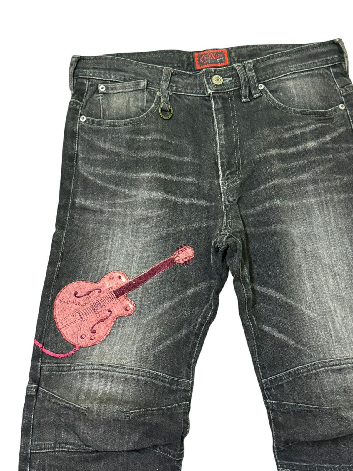 Hysteric Glamour × Karl Helmut × Vintage VINTAGE KARL HELMUT EMBROIDERY GUITAR DISTRESSED DENIM Size US 30 / EU 46 - 4 Thumbnail