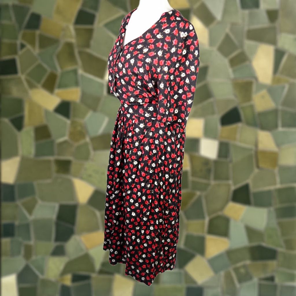 Vintage VINTAGE Panther set two piece top and skirt black and red floral 90s 12 Size XL / US 12-14 / IT 48-50 - 1 Thumbnail