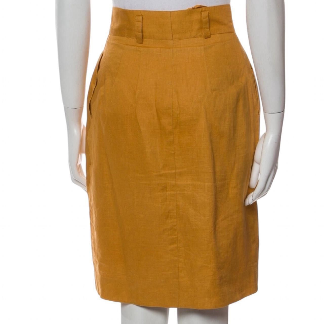 Dior Christian Dior Vintage early 80’s Mustard Yellow Linen Skirt Size 28" / US 6 / IT 42 - 6 Thumbnail