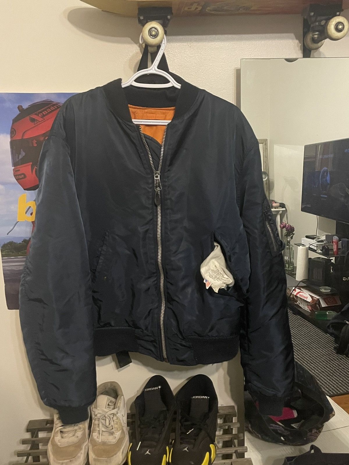 80s usa製 alpha ma-1 M reversible flight Vintage reversible Alpha Industries MA-1 flight jacket