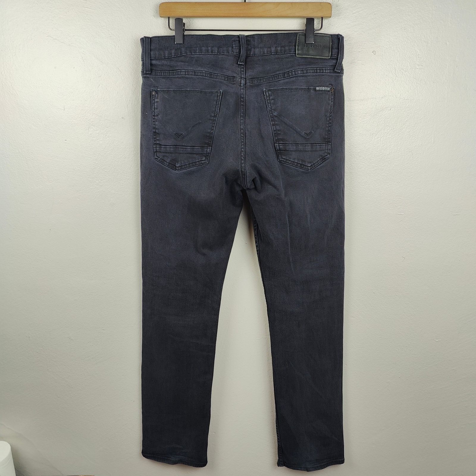 Hudson Hudson Byron Straight Jeans Mens 32 Black Wash Stretch Size US 32 / EU 48 - 6 Thumbnail