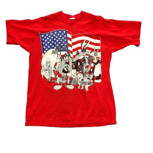 Other Vintage Looney Tunes American Flag Large Print Red T-Shirt Size US XL / EU 56 / 4 - 1 Thumbnail