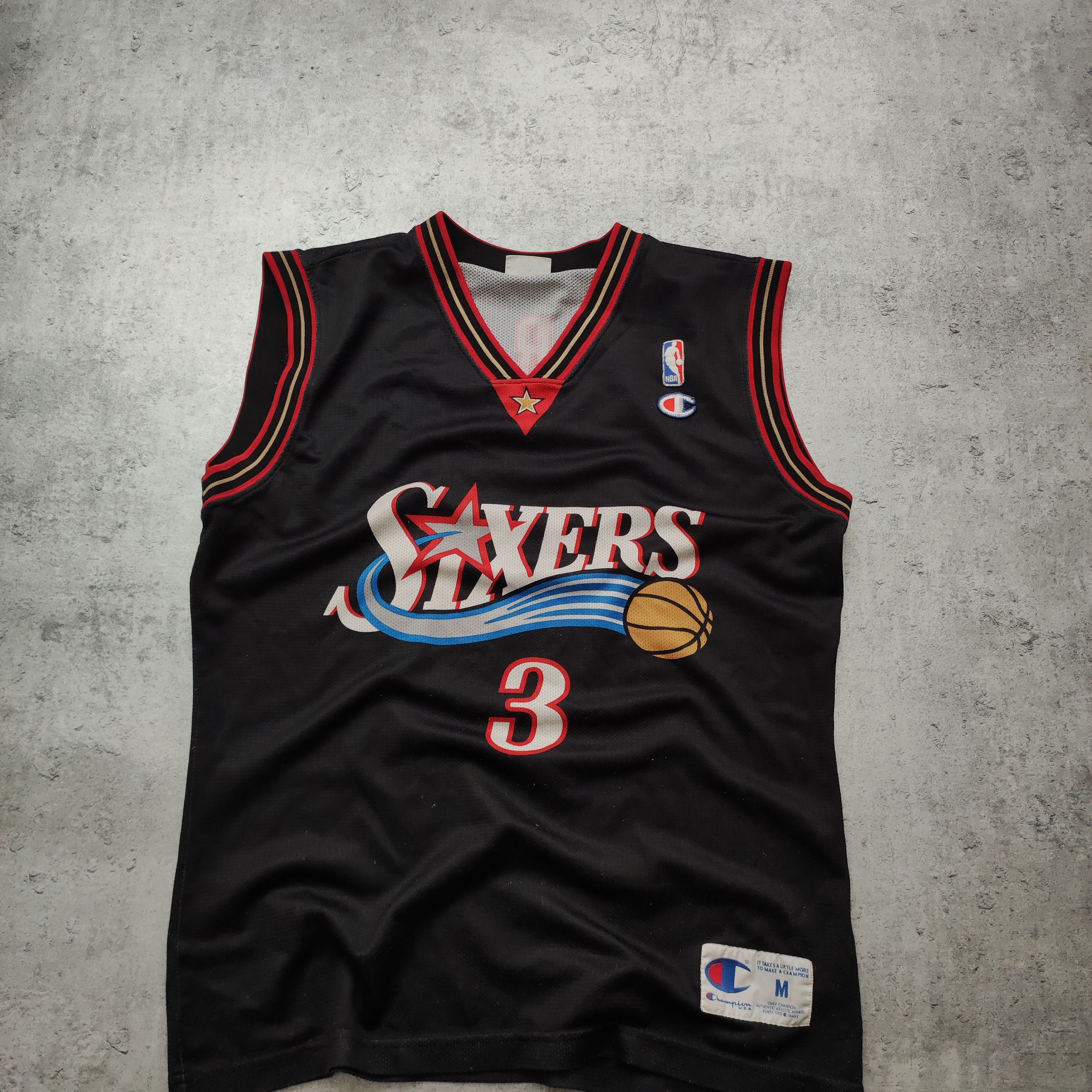 Champion × NBA × Vintage RARE Champion NBA Iverson #3 Sixers 90s Jersey Size US M / EU 48-50 / 2 - 3 Thumbnail