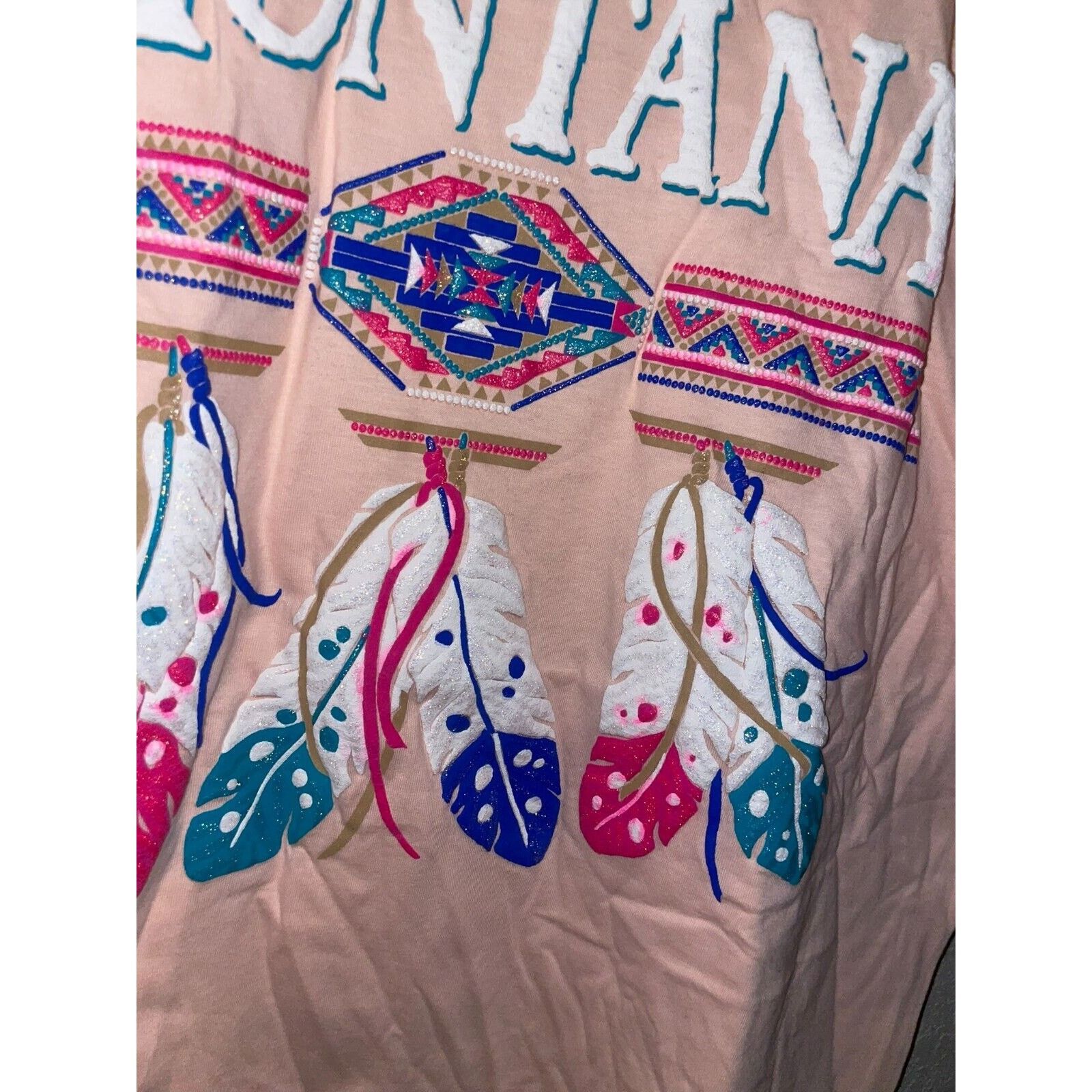 Jerzees Vintage Montana Pink Shirt Native American Feather 90s VTG L Size US L / EU 52-54 / 3 - 6 Thumbnail