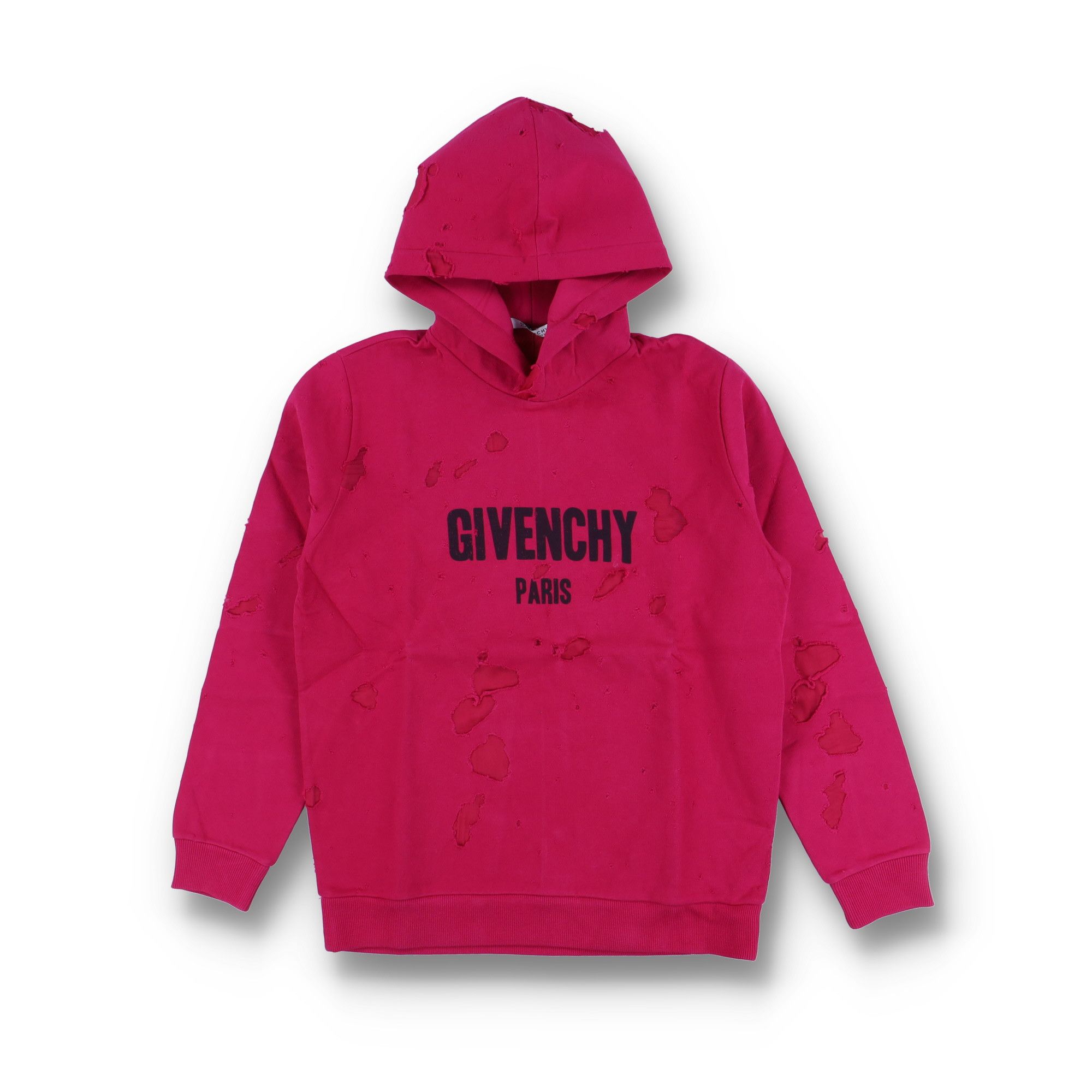 Givenchy Fuchsia Cherry Destroyed Logo Hoodie Size US M / EU 48-50 / 2 - 1 Thumbnail