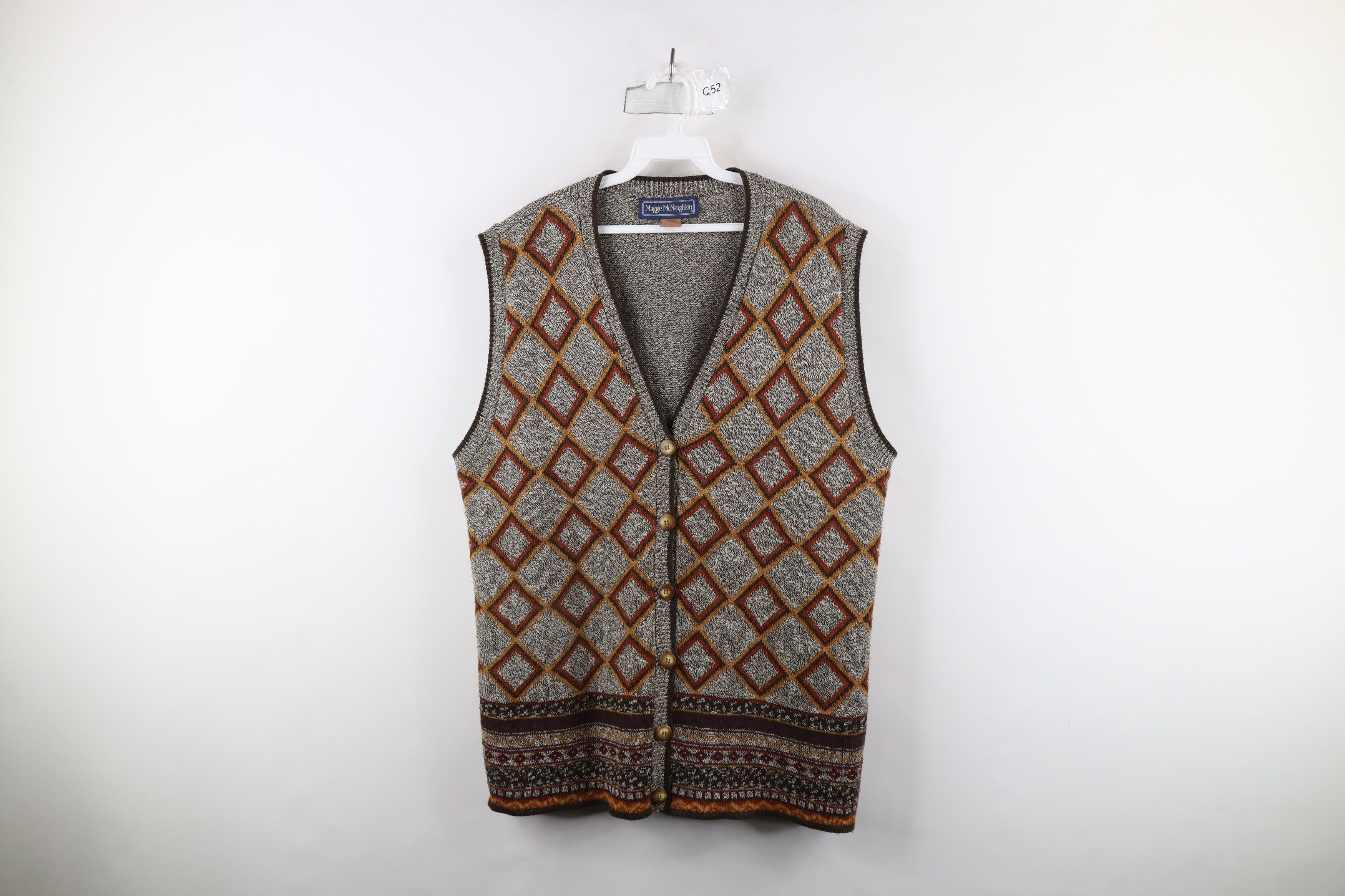Vintage 60s 70s Mid Century Modern MCM Knit Sweater Vest USA