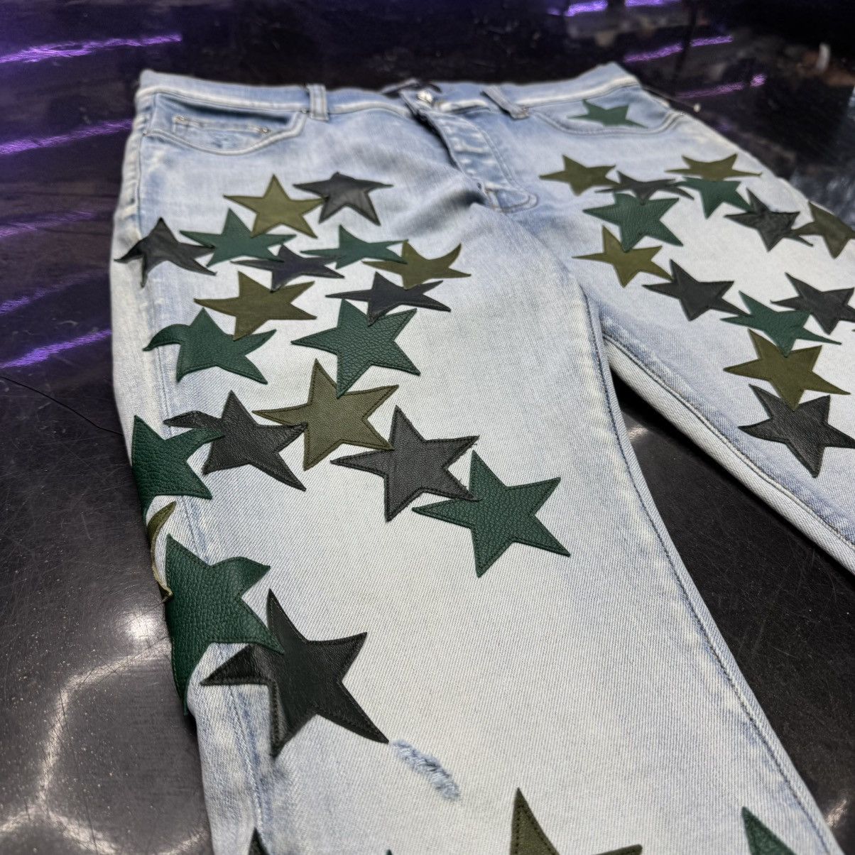 Amiri Amiri Chemist Leather Star Patch Jeans Light Indigo Size US 34 / EU 50 - 4 Thumbnail