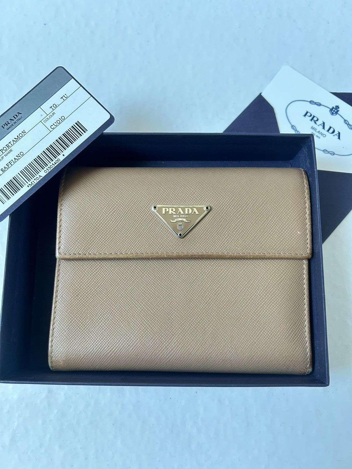 Prada Saffiano Beige Leather Wallet Size ONE SIZE - 1 Thumbnail