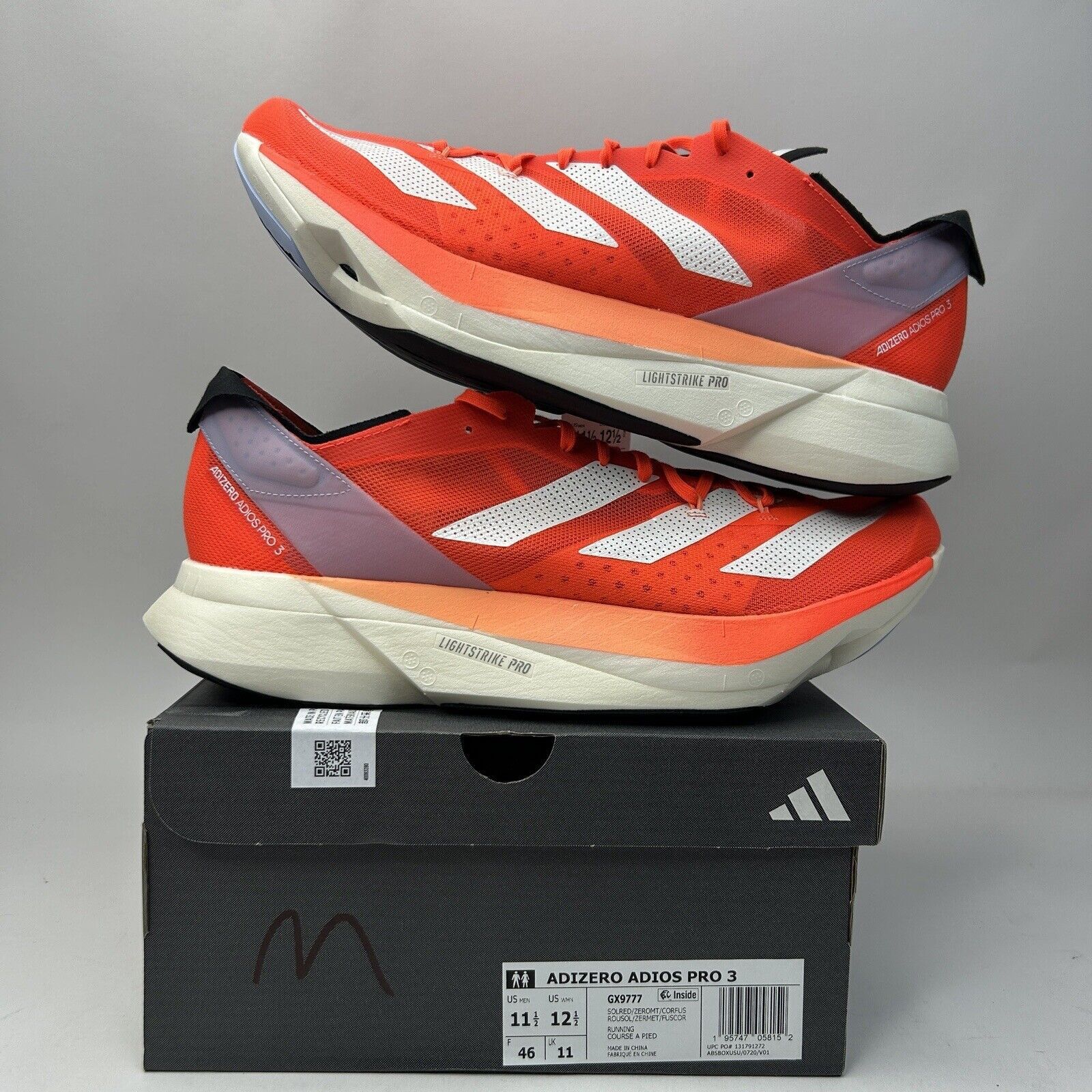 Adidas Adidas Adizero Adios Pro 3 “Solar Red” 2023 Size US 11.5 / EU 44-45 - 1 Thumbnail