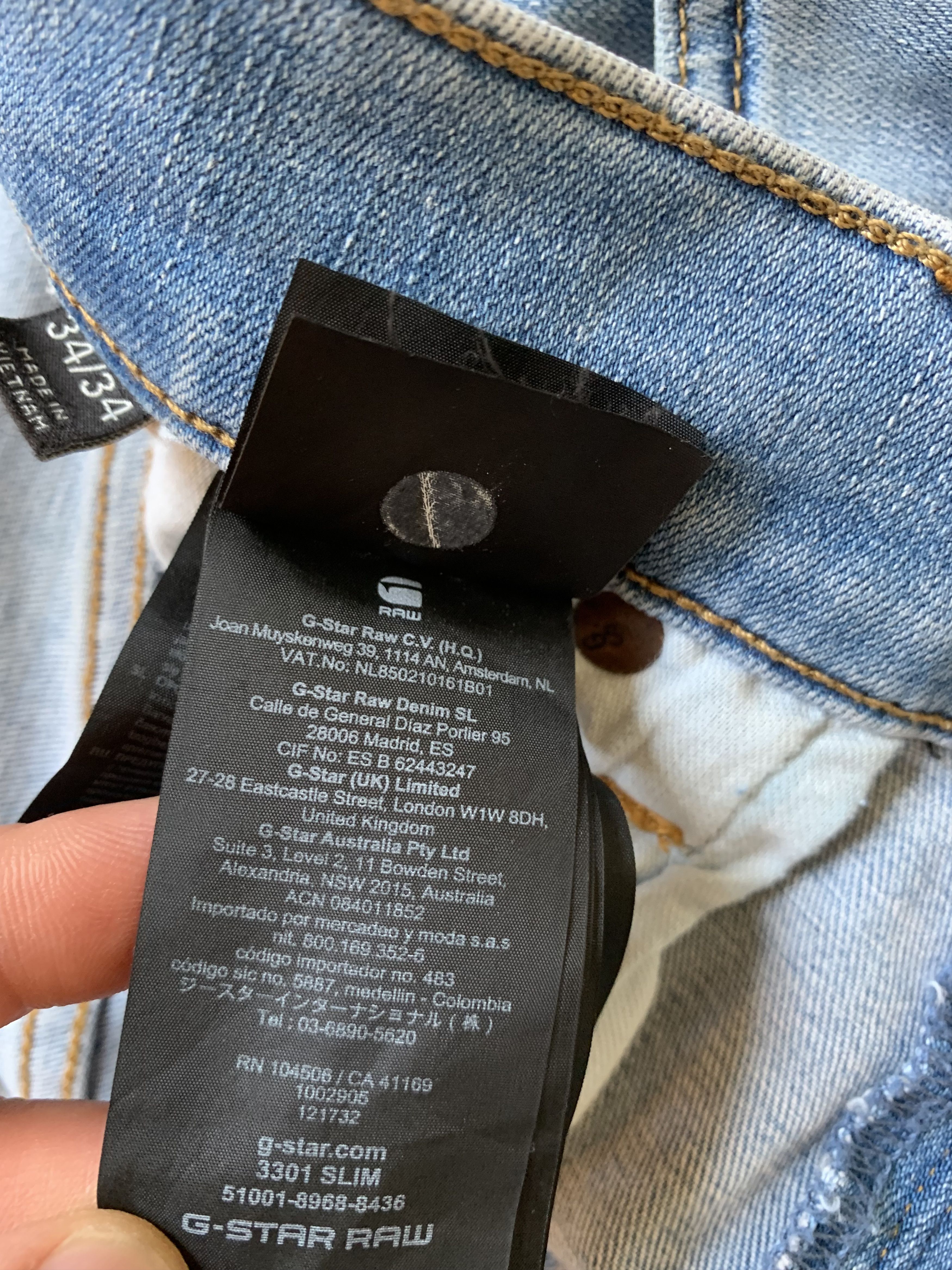 G-Star × Vintage G Star Raw 3301 Slim Denim Jeans Size US 34 / EU 50 - 11 Thumbnail