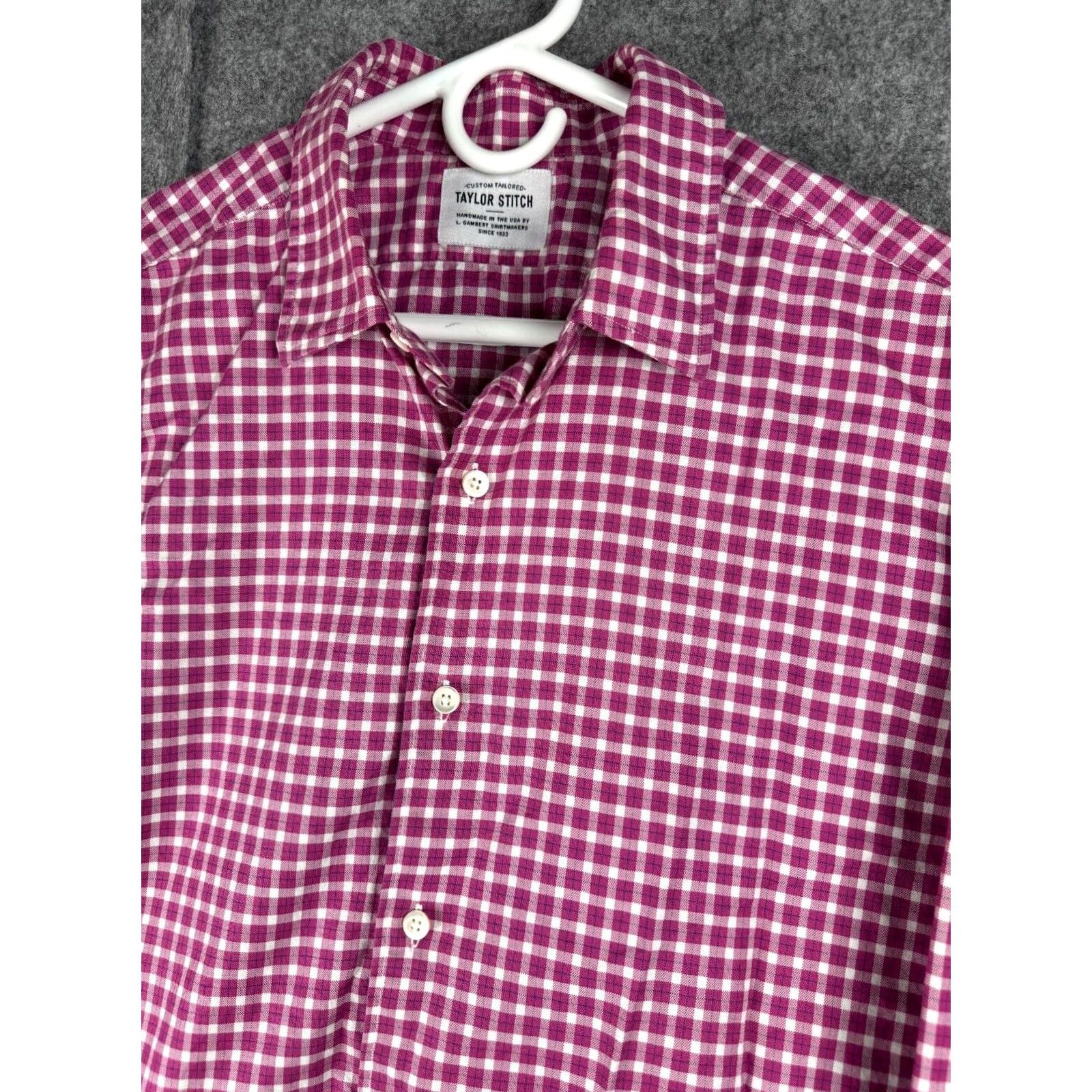 Taylor Stitch Taylor Stitch Flannel Shirt Men's XL Pink White Button-Up Mid Weight Cotton Size US XL / EU 56 / 4 - 2 Thumbnail