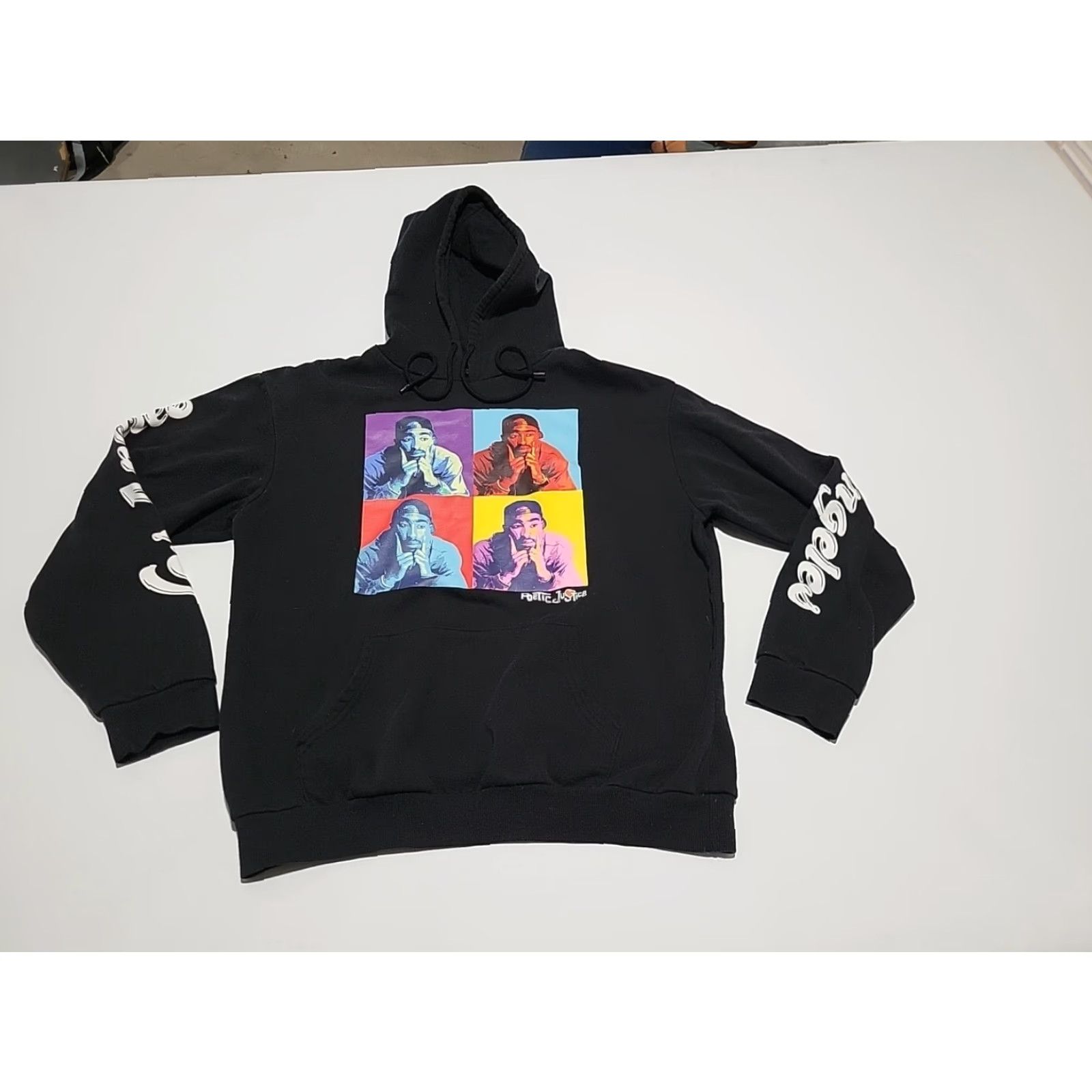 Vintage Tupac Hoodie Poetic Justice Black Cotton Knit Chemistry Large L — Hooded Graphic Print Pockets Mens Hip Hop Vintage: No Size US L / EU 52-54 / 3 - 5 Thumbnail
