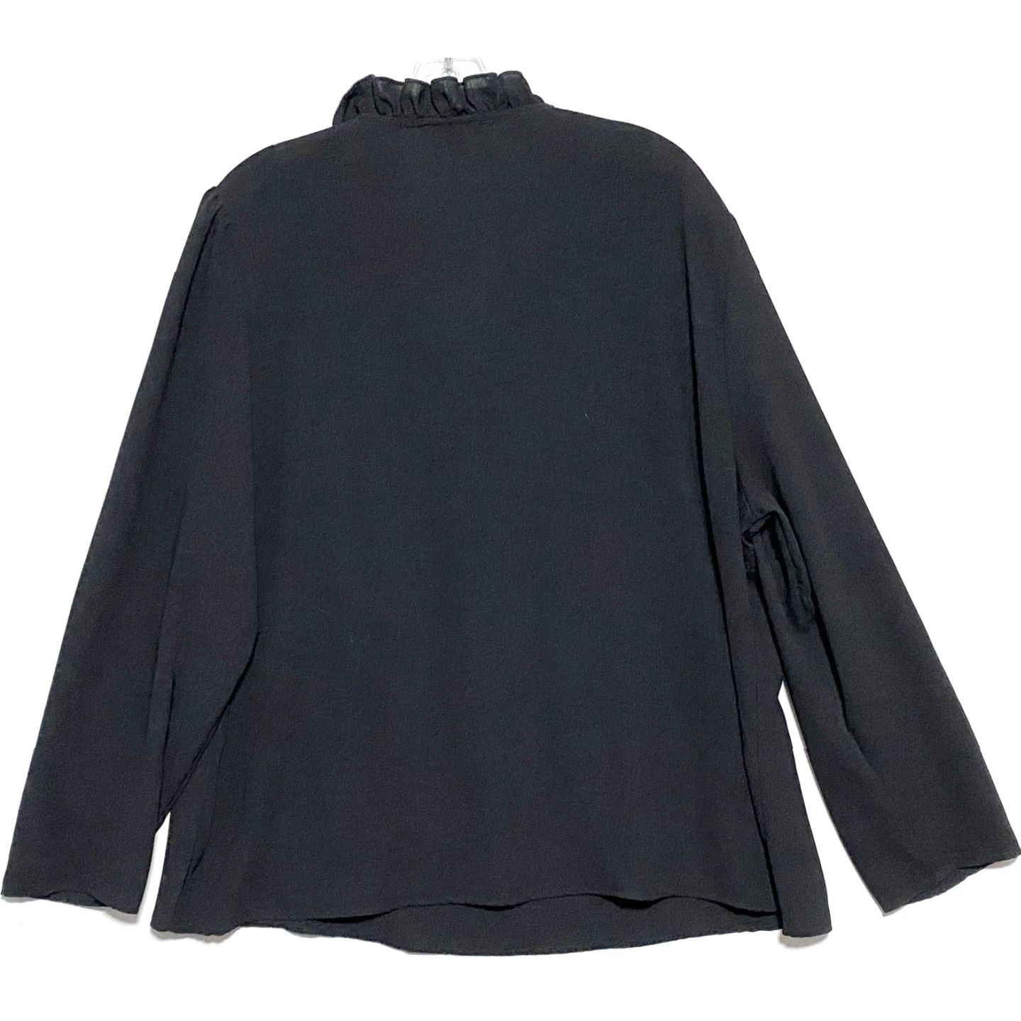 Shein Black Blouse Top 2XL Ruffle Tie Neck Whimsigoth Grunge Witchy Bohemian Workwear Formal Flowing Woman 2XL Black Blouse Top Womens Size XXL / US 16-18 / IT 52-54 - 3 Thumbnail