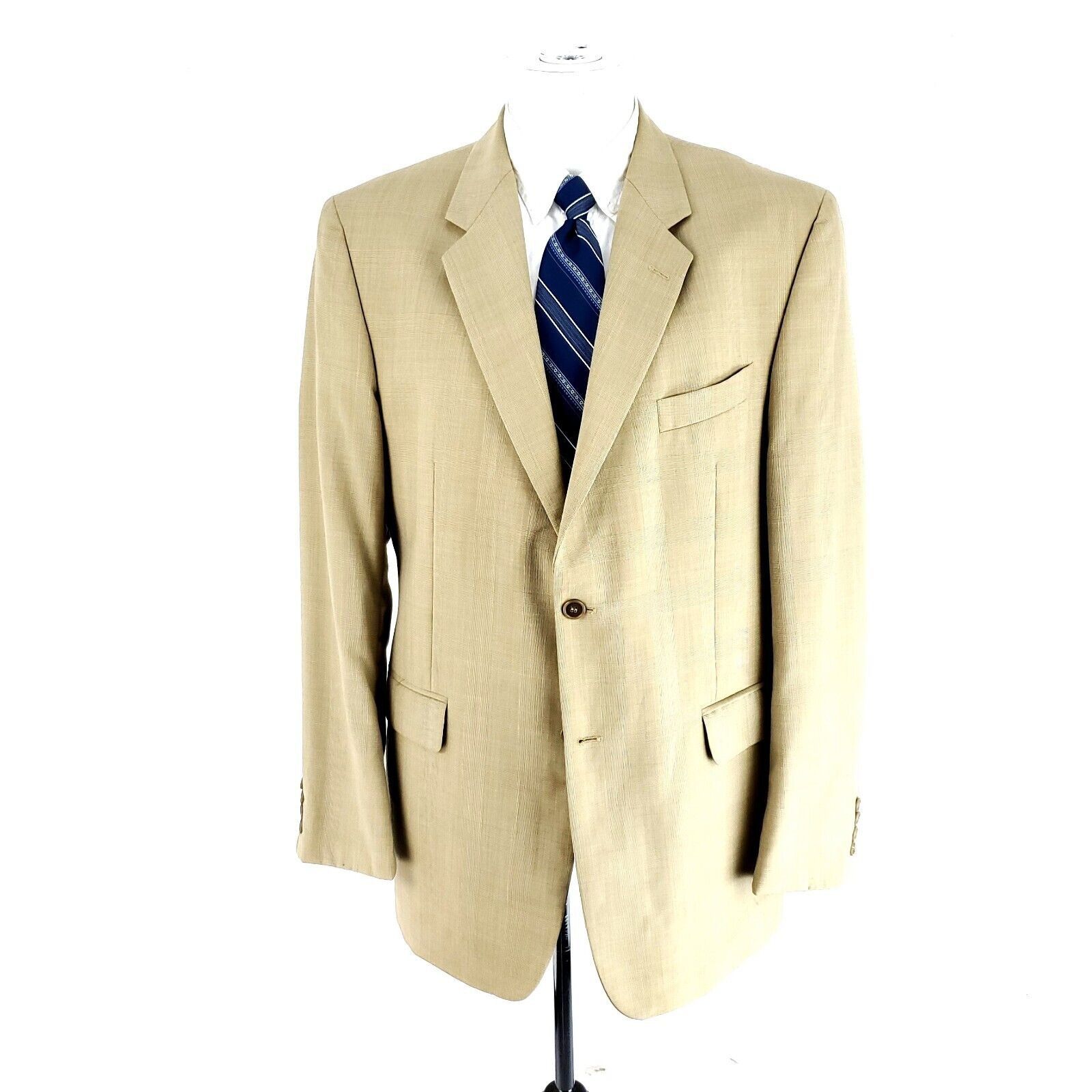 Designer Adolfo International Super 120s Wool 2 Button Blazer 42R Tan Size 42R - 3 Thumbnail