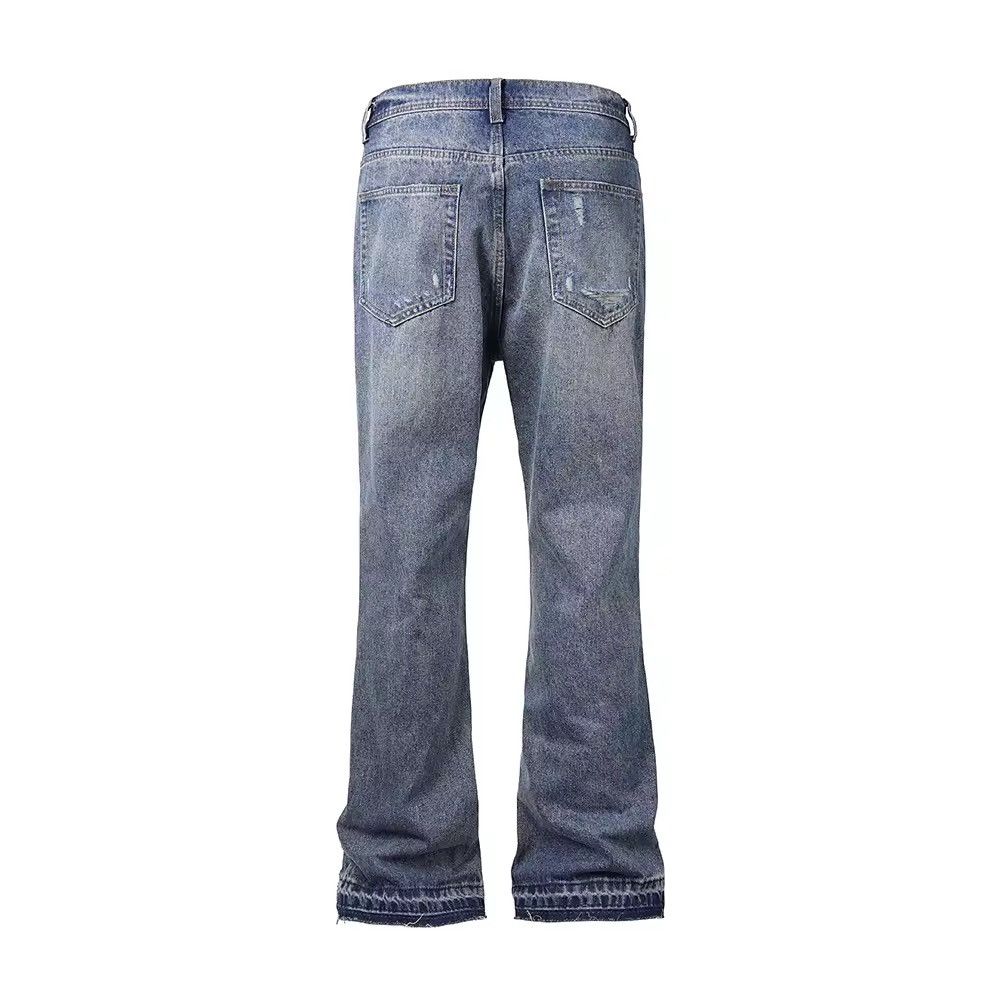 Jean × Vintage Streetwear Washed Frayed Casual Baggy Denim Size US 35 - 2 Thumbnail
