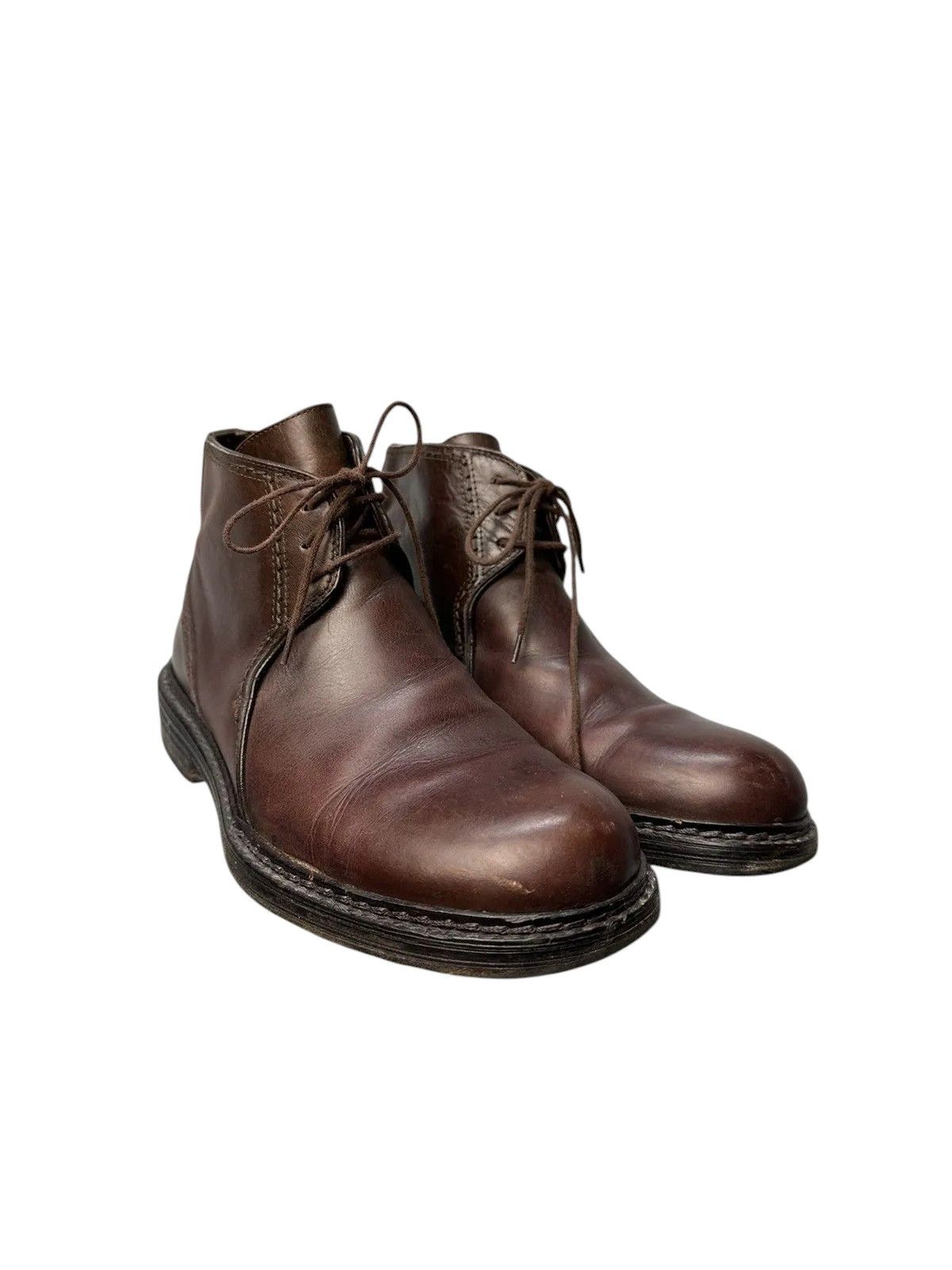 Vintage Gianni Versace brown leather boots lace-up handmade