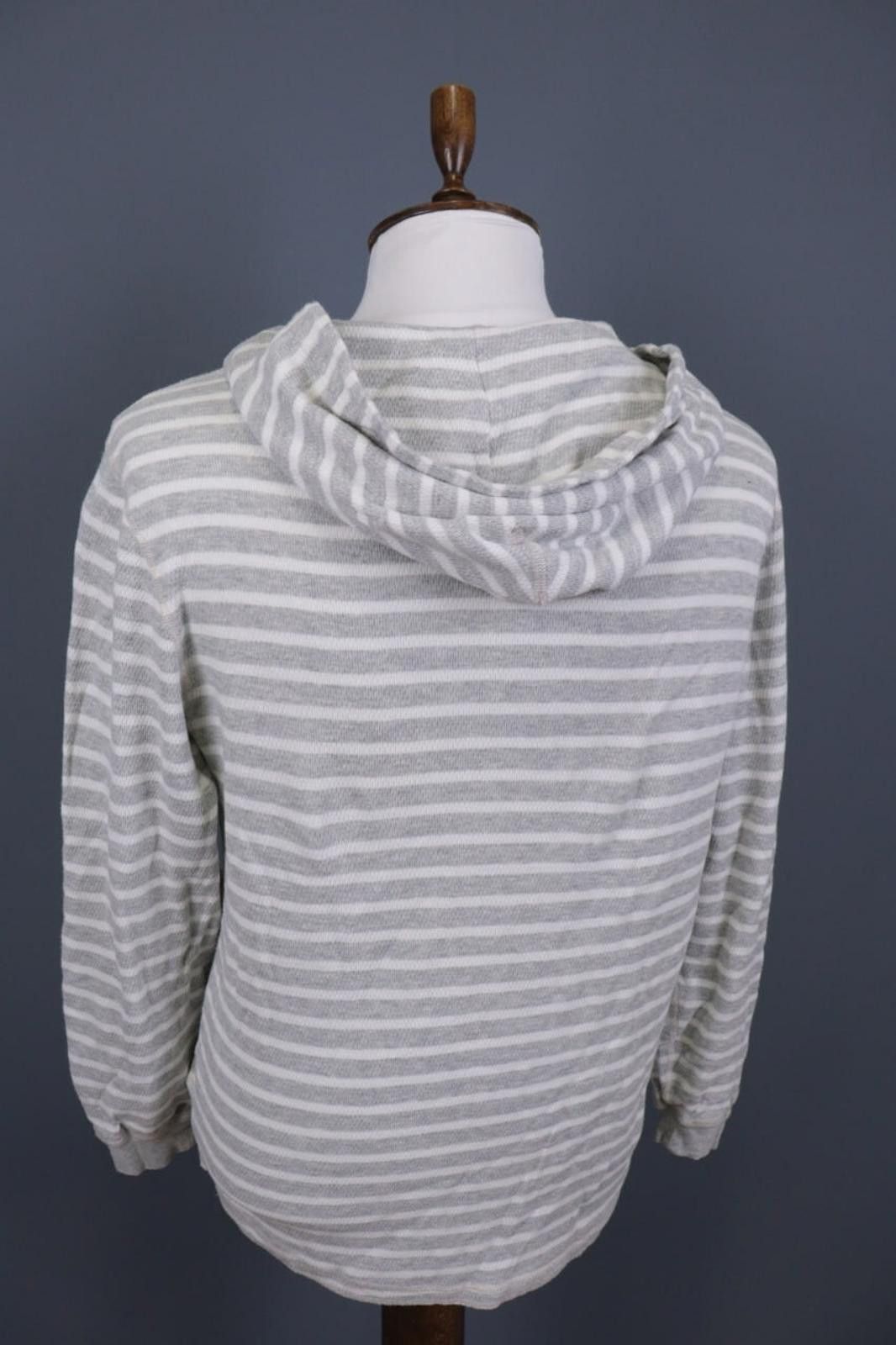 J.Crew J.Crew Gray Striped Henley Knit Hooded Sweater Size M Size US M / EU 48-50 / 2 - 10 Thumbnail