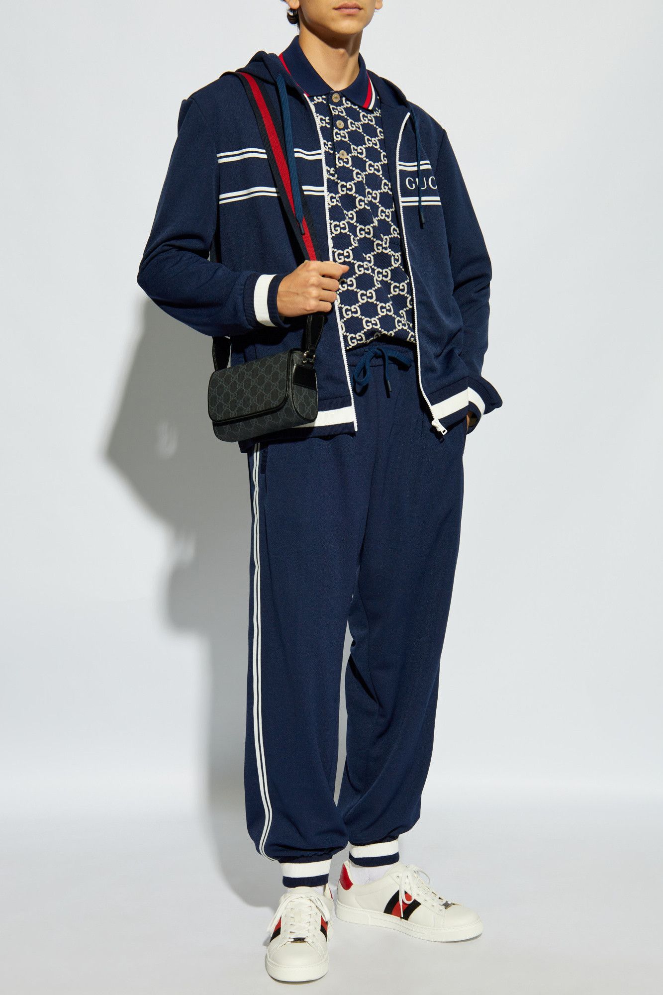 Gucci o1la5ras0426 Technical Jersey Hooded Sweatshirt in Navy Blue Size US M / EU 48-50 / 2 - 2 Thumbnail