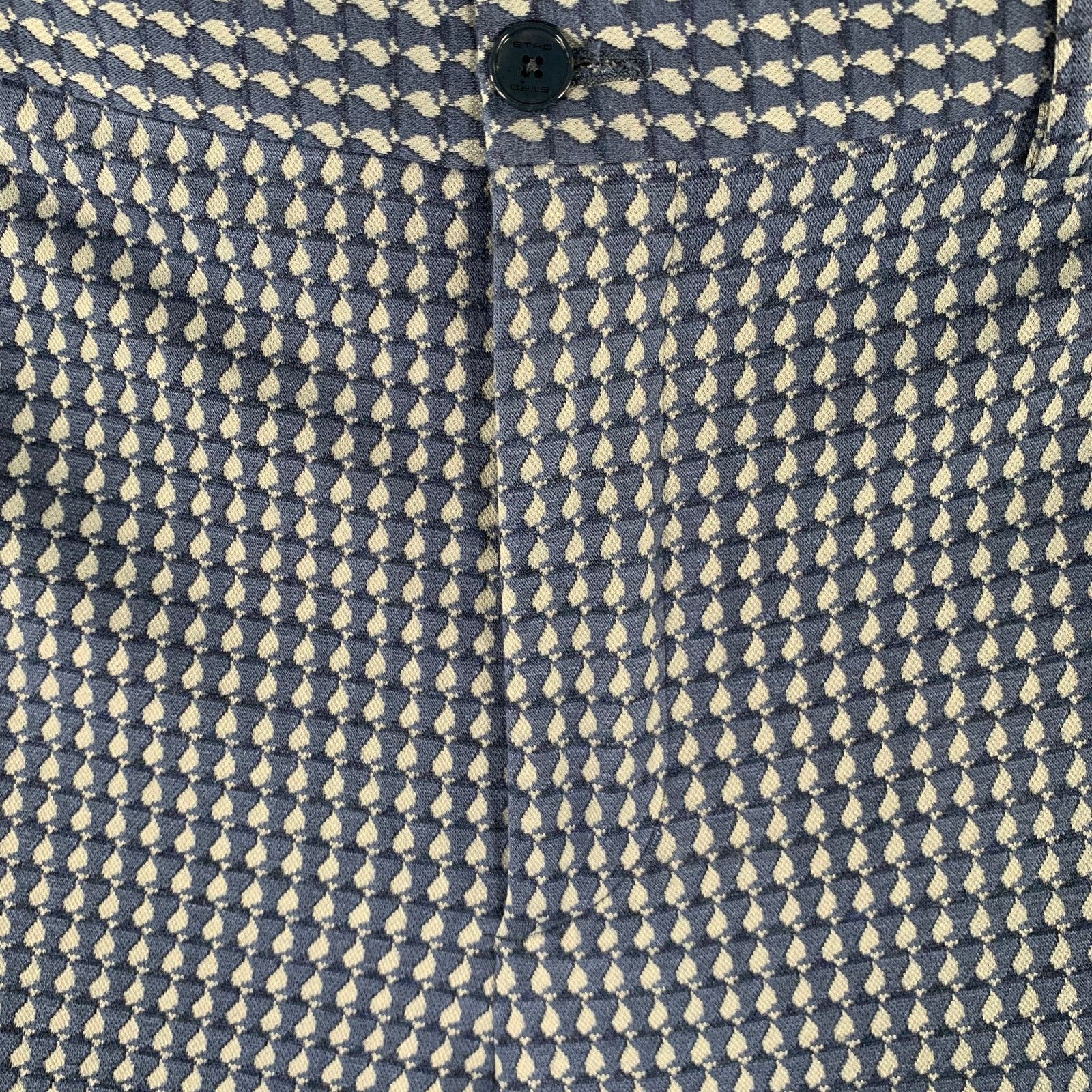 Etro ETRO Men's 42 Navy Blue Print Viscose Blend Flat Front Pants Size US 42 / EU 58 - 2 Thumbnail