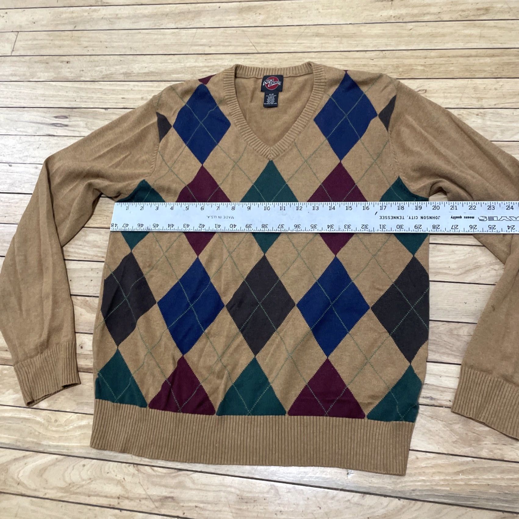 Vintage VINTAGE Nick Danger Sweater Men S Argyle/Diamond 90s Cosby Tan Green Blue Red Academia Size US S / EU 44-46 / 1 - 6 Thumbnail