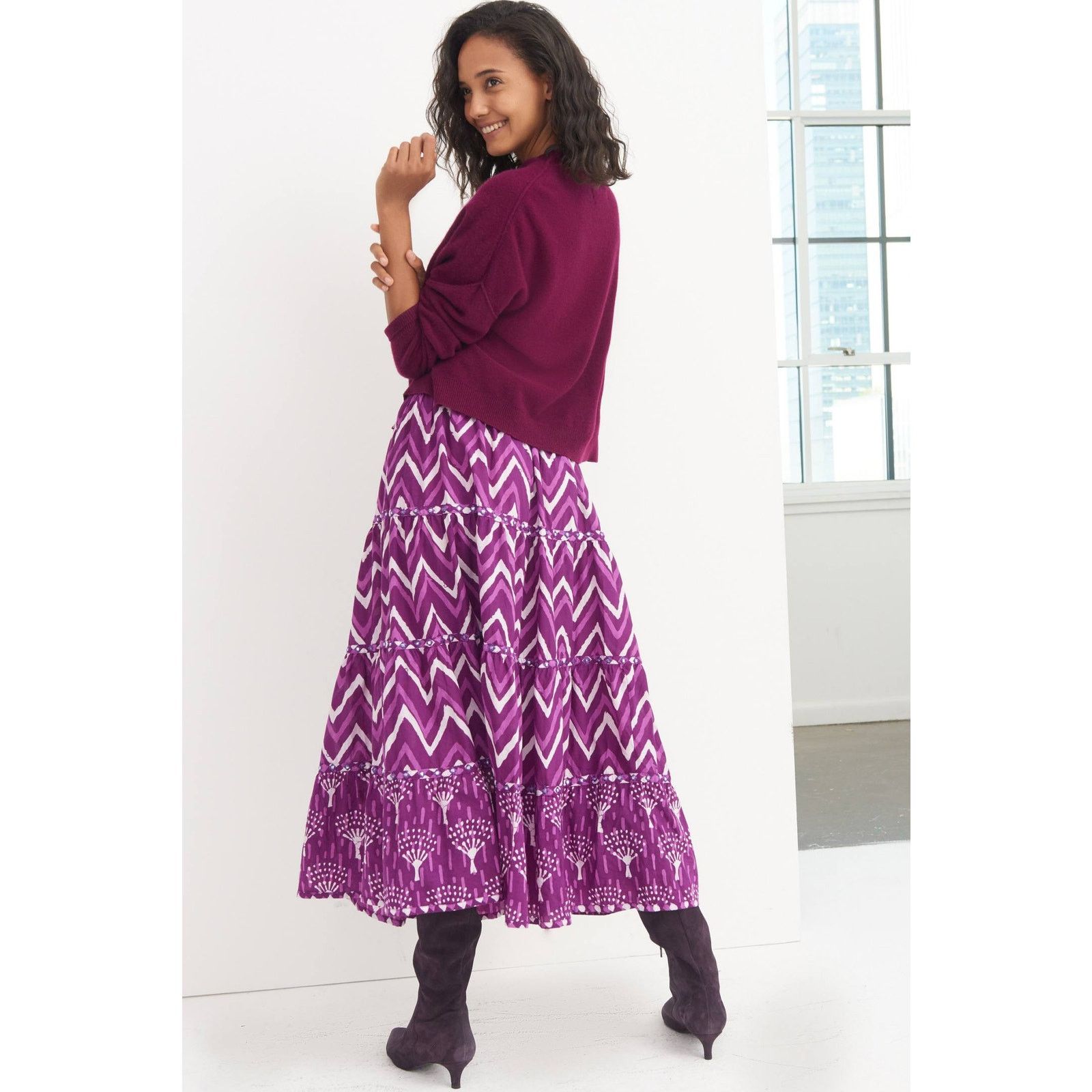 Anthropologie New Anthropologie Krissa Tiered Maxi Skirt by Nikasha $178 Size 28" / US 6 / IT 42 - 3 Thumbnail