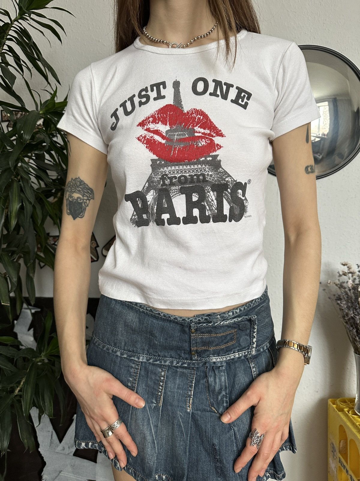 Vintage Just one from Paris Cute Sexy Baby Tee y2k 00s Size S / US 4 / IT 40 - 5 Thumbnail