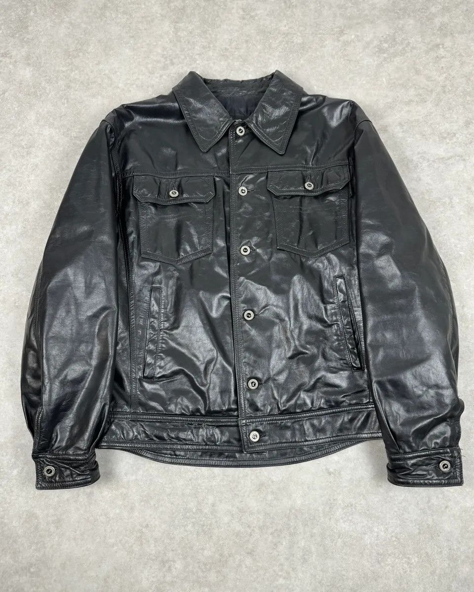 Gianfranco Ferre 2000s Gianfranco Ferré Black Leather Trucker Jacket Size US M / EU 48-50 / 2 - 1 Thumbnail