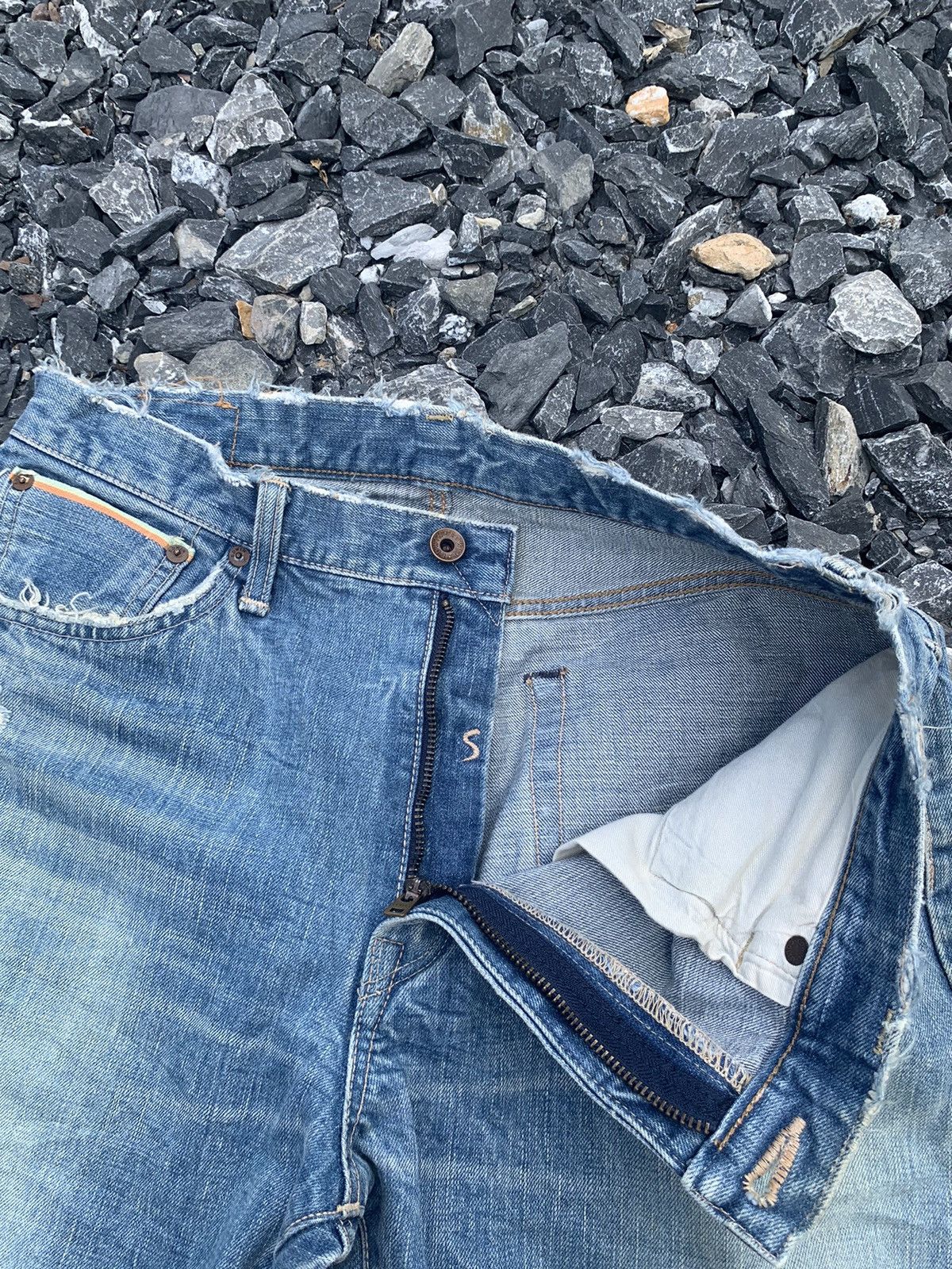 Kapital EDWIN 505s SELVEDGE RUSTY DISTRESSED SHORT DENIM Size US 32 / EU 48 - 14 Thumbnail