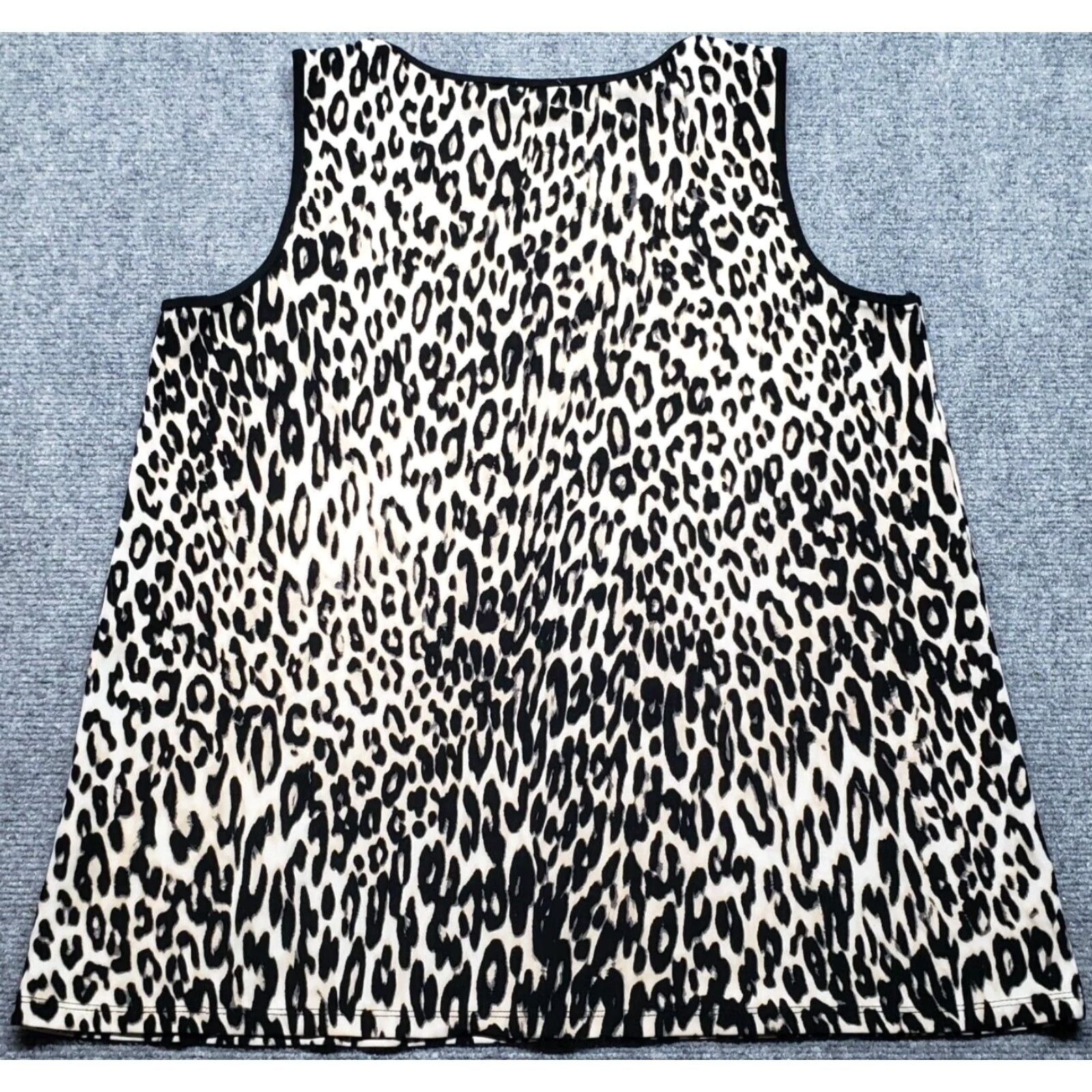 Vintage Spense Tank Top Womens L White Black Leopard Print Boat Neck Sleeveless Pullover Size L / US 10 / IT 46 - 3 Thumbnail