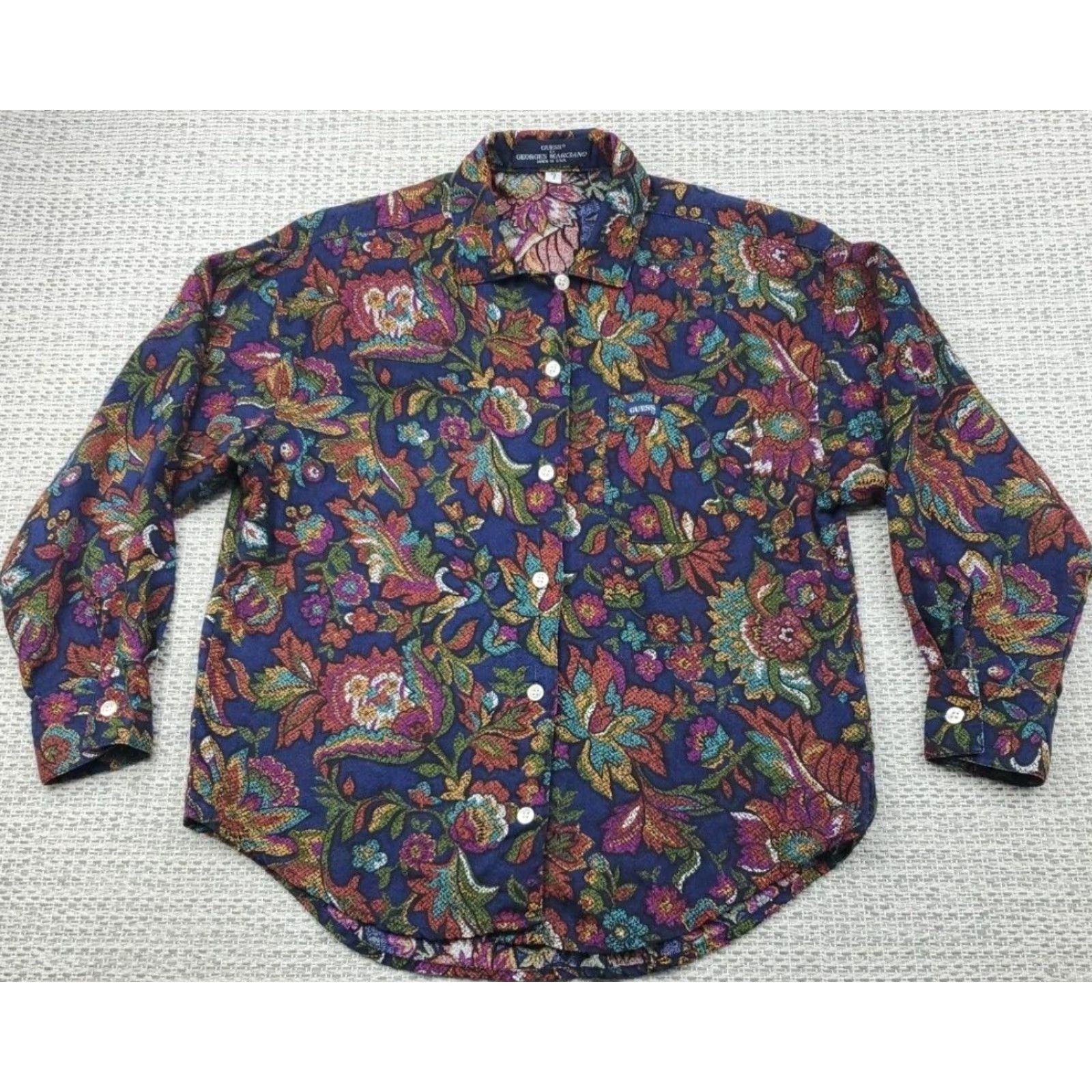 Guess VINTAGE Guess by Georges Marciano Long Sleeve Button Up Womens Sz S 80s 90s USA Made Size S / US 4 / IT 40 - 2 Thumbnail