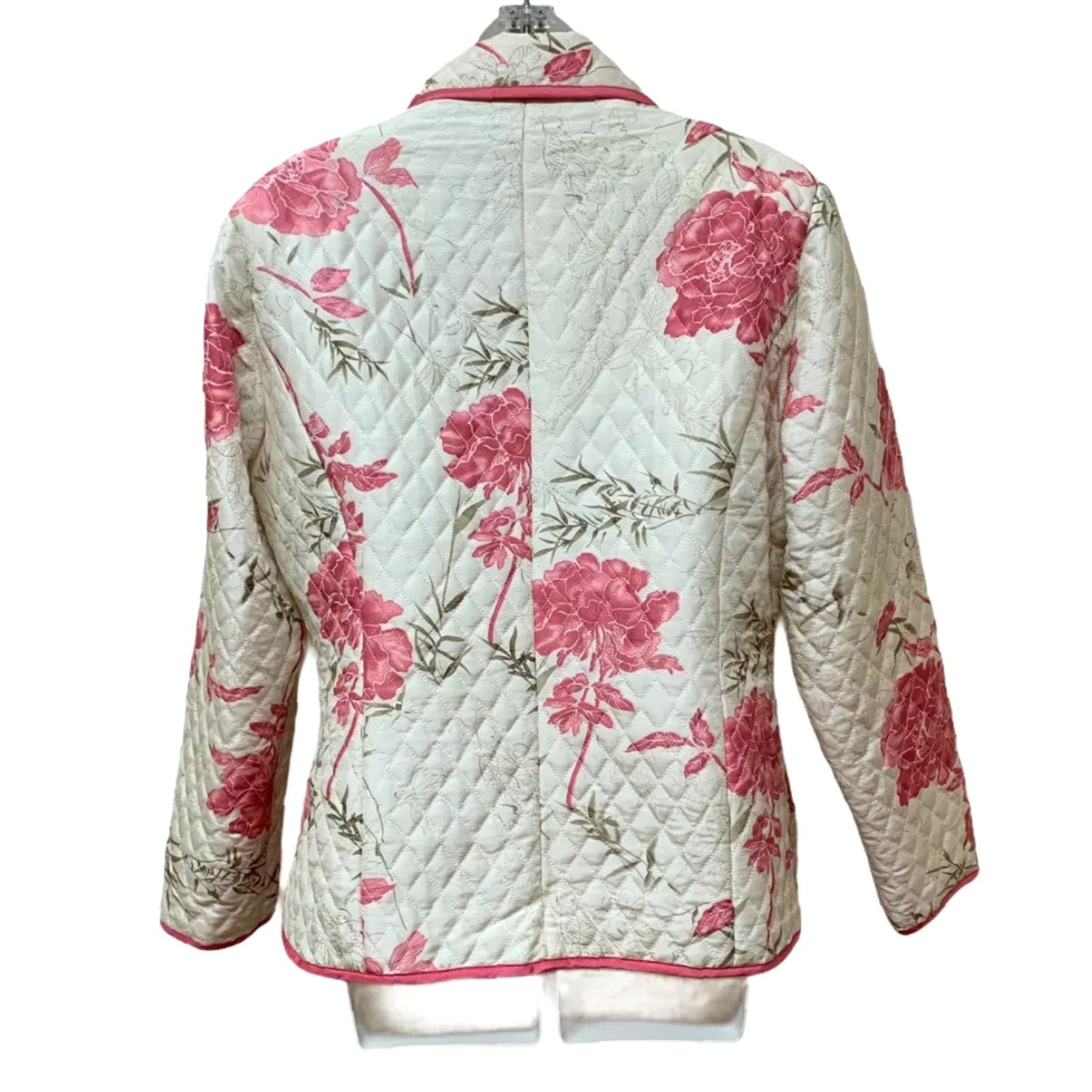 Vintage VINTAGE Carole Little Jacket Silk 100% Polyester L Pink 1980s Arts & Crafts Quilted Cottage Floral Everyday Mens Girls Womens Size L / US 10 / IT 46 - 2 Thumbnail