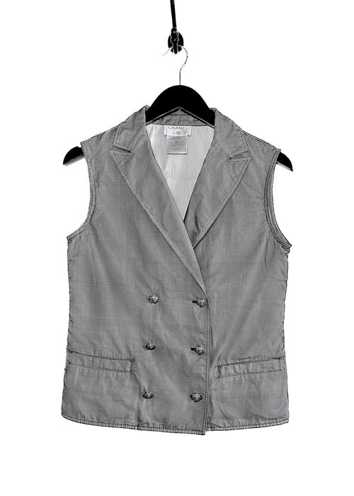 Louis Vuitton Uniformes Navy Double Breasted Vest Sleeveless Jacket Size 8  / 42