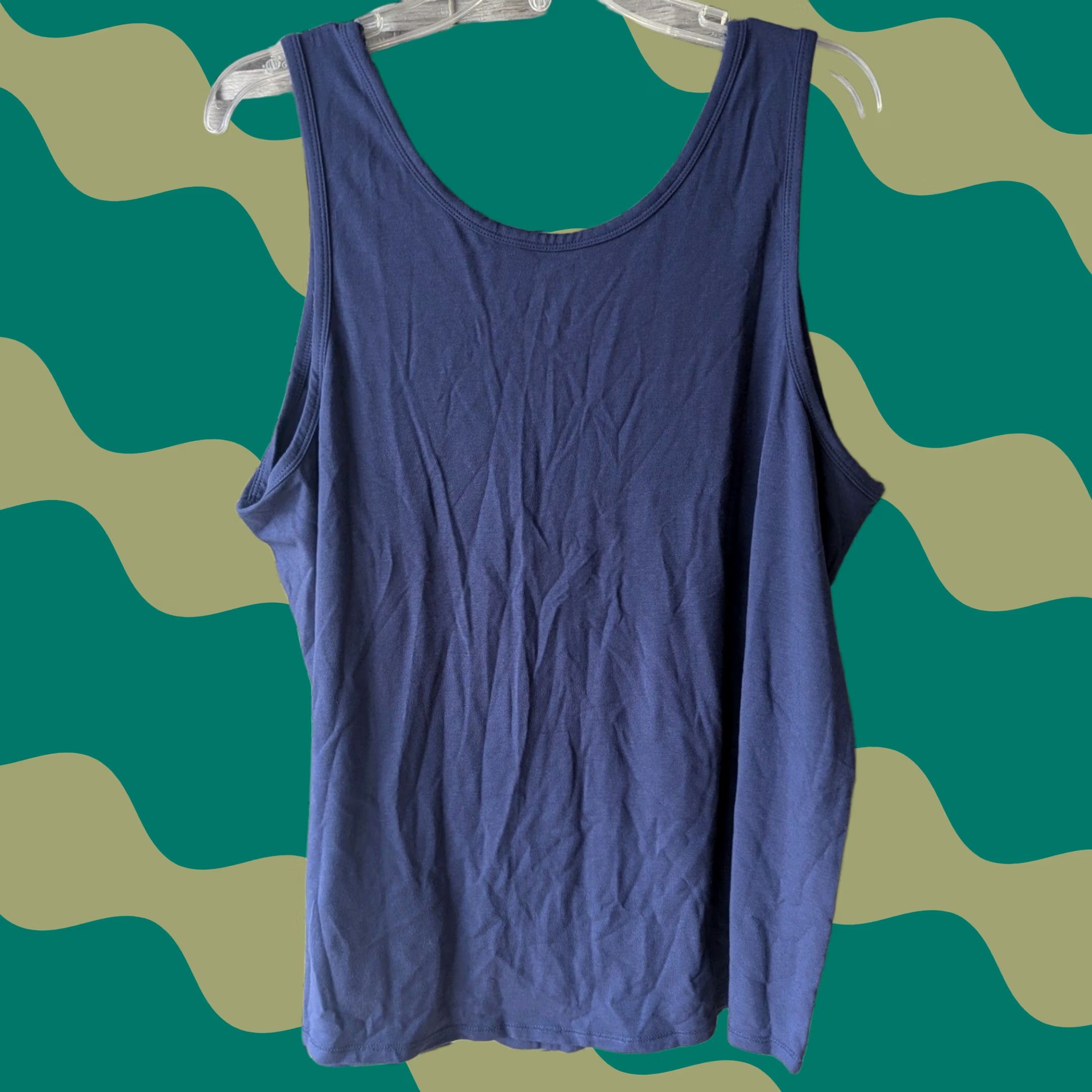 Vintage Belle by Kim Gravel Tank Top Navy Blue Pima Cotton Modal Sz 1X Basics Essential Tank Women's Plus Size Navy Blue Casual Sleeveless Scoop Neck 1X Size XL / US 12-14 / IT 48-50 - 1 Thumbnail